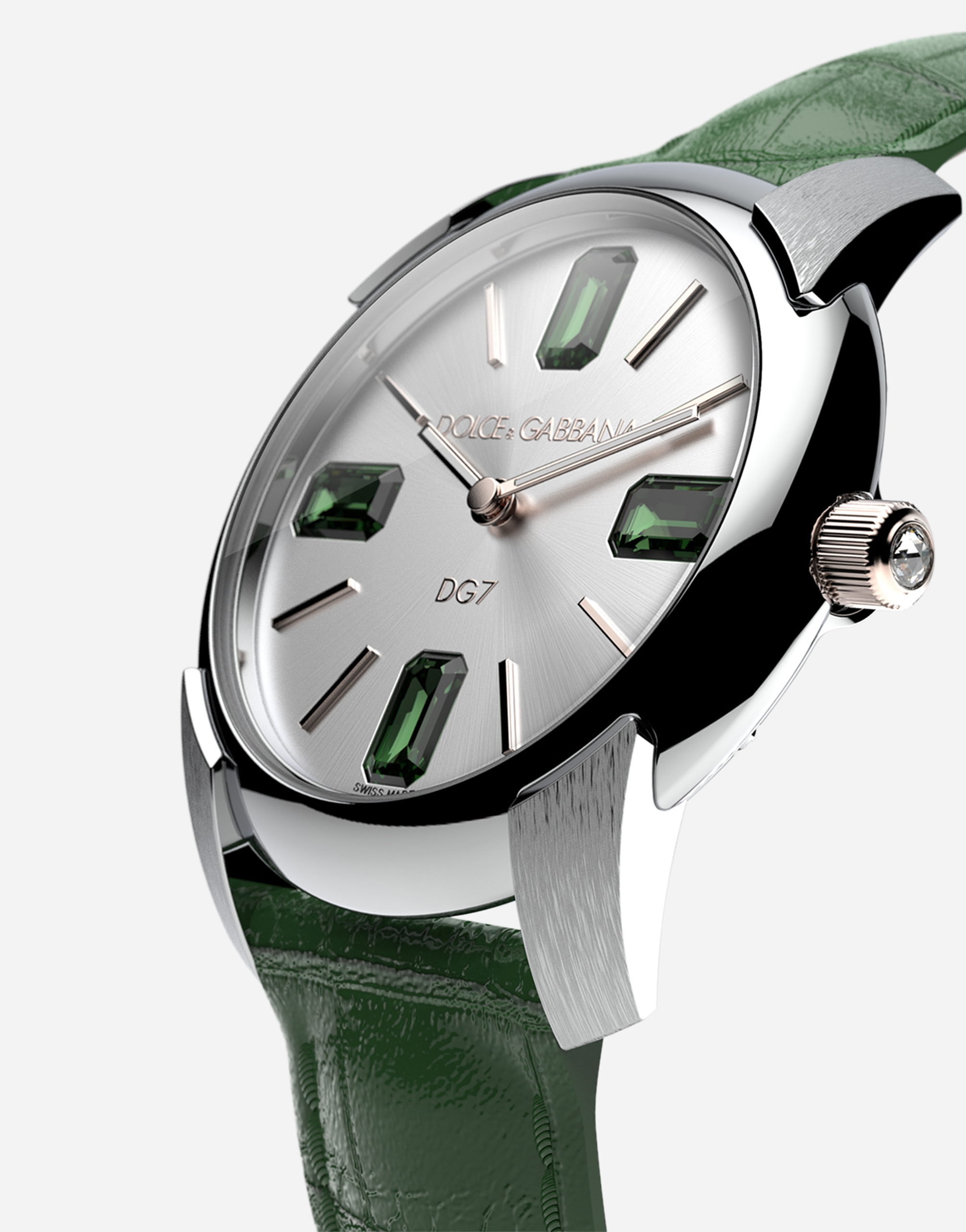 Dolce & Gabbana Watch With Alligator Strap In Dark Green