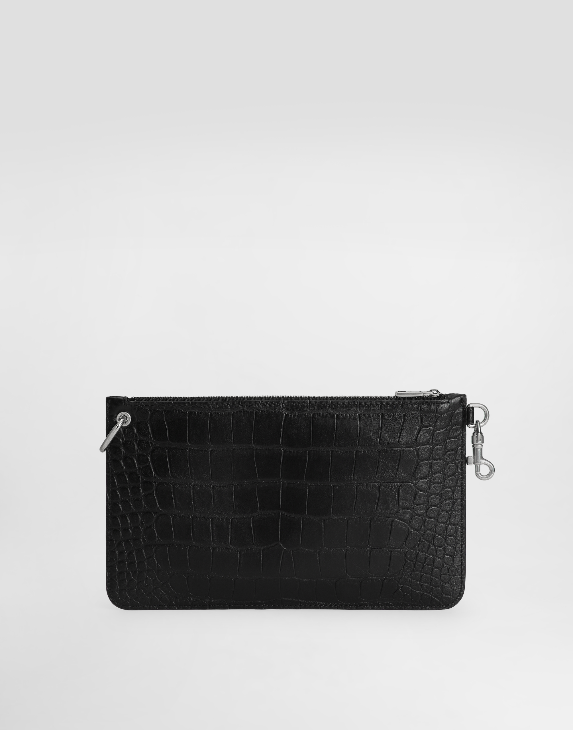  Dolce & Gabbana Necessaire Aus Kalbsleder Mit Krokoprägung - Mann Brieftaschen Und Clutches Schwarz Onesize 