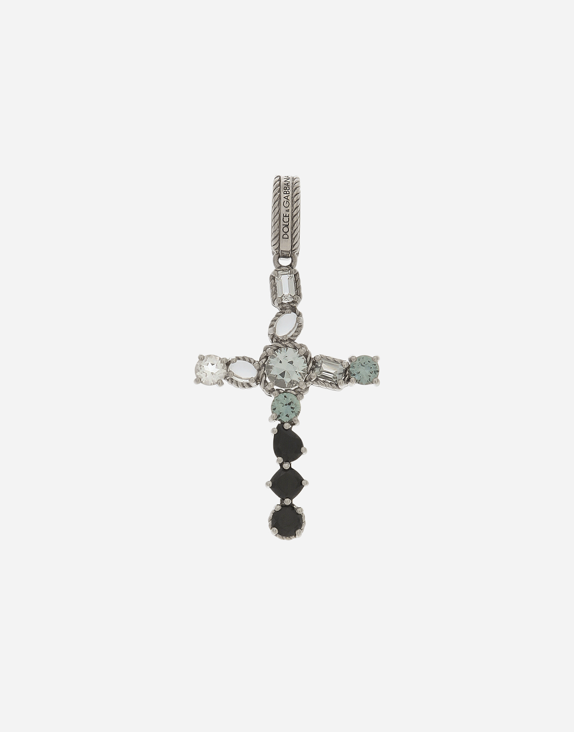 DOLCE & GABBANA ANNA CHARM IN WHITE GOLD 18KT WITH COLOURLESS TOPAZES, GREY AND BLACK SPINELS