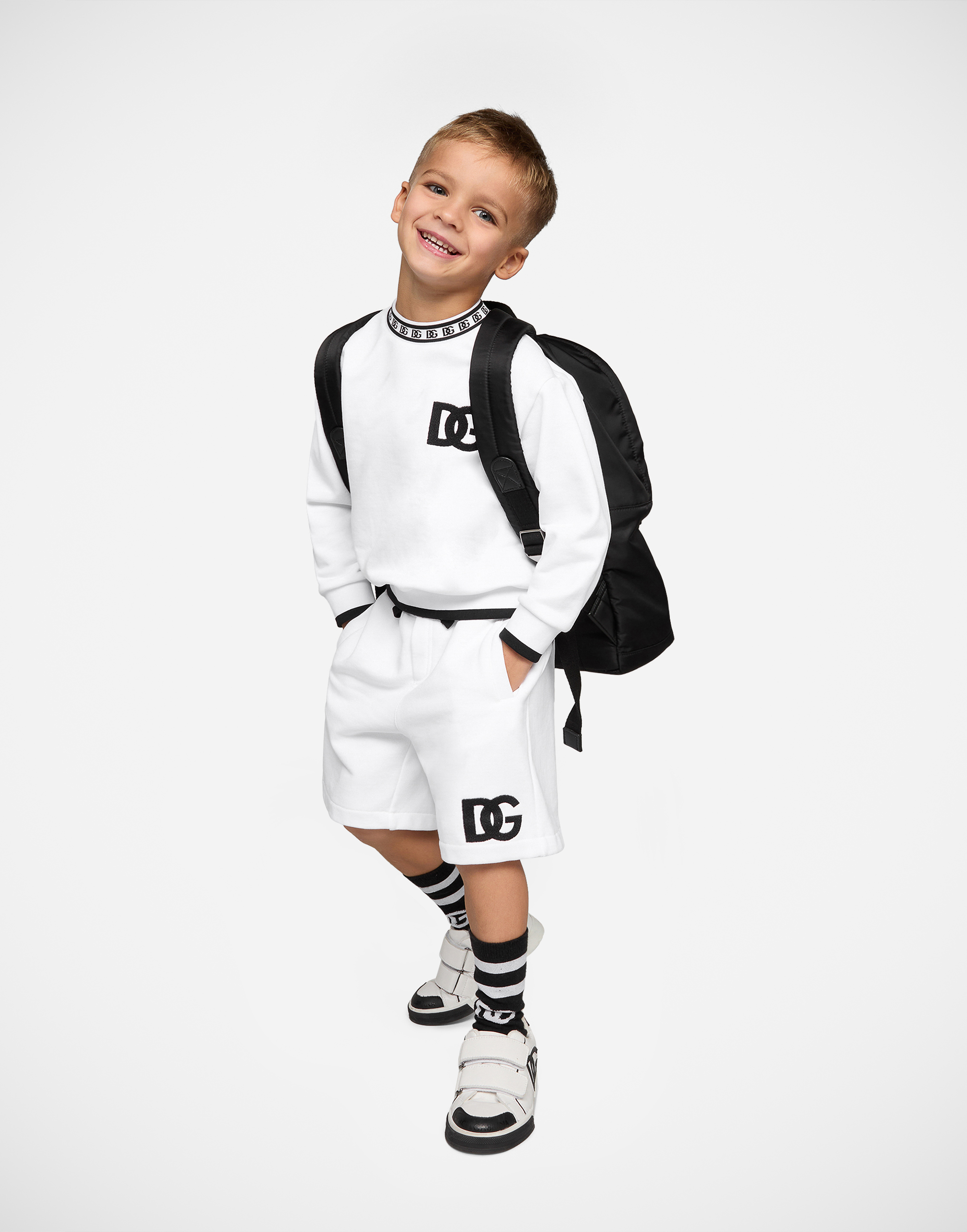 Shop Dolce & Gabbana Jersey Jogging Shorts With Dg Logo Embroidery In White