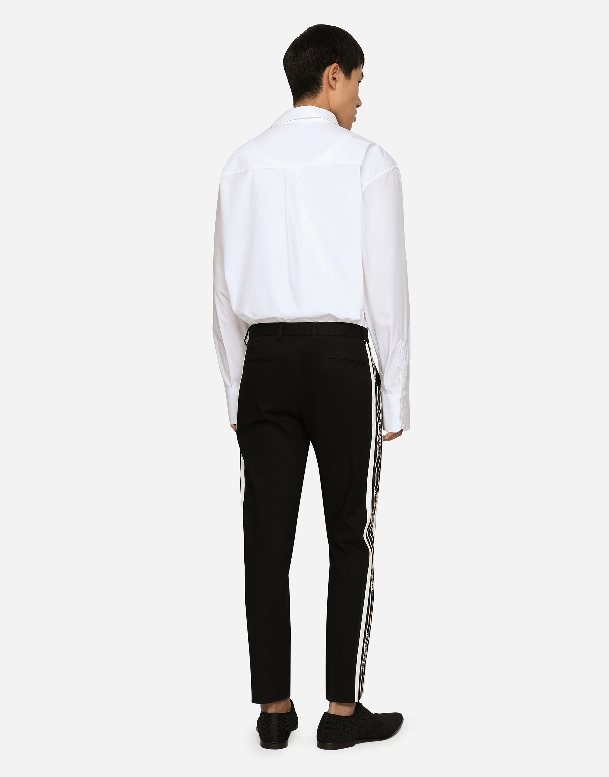 DOLCE & GABBANA STRETCH COTTON PANTS WITH SIDE BANDS