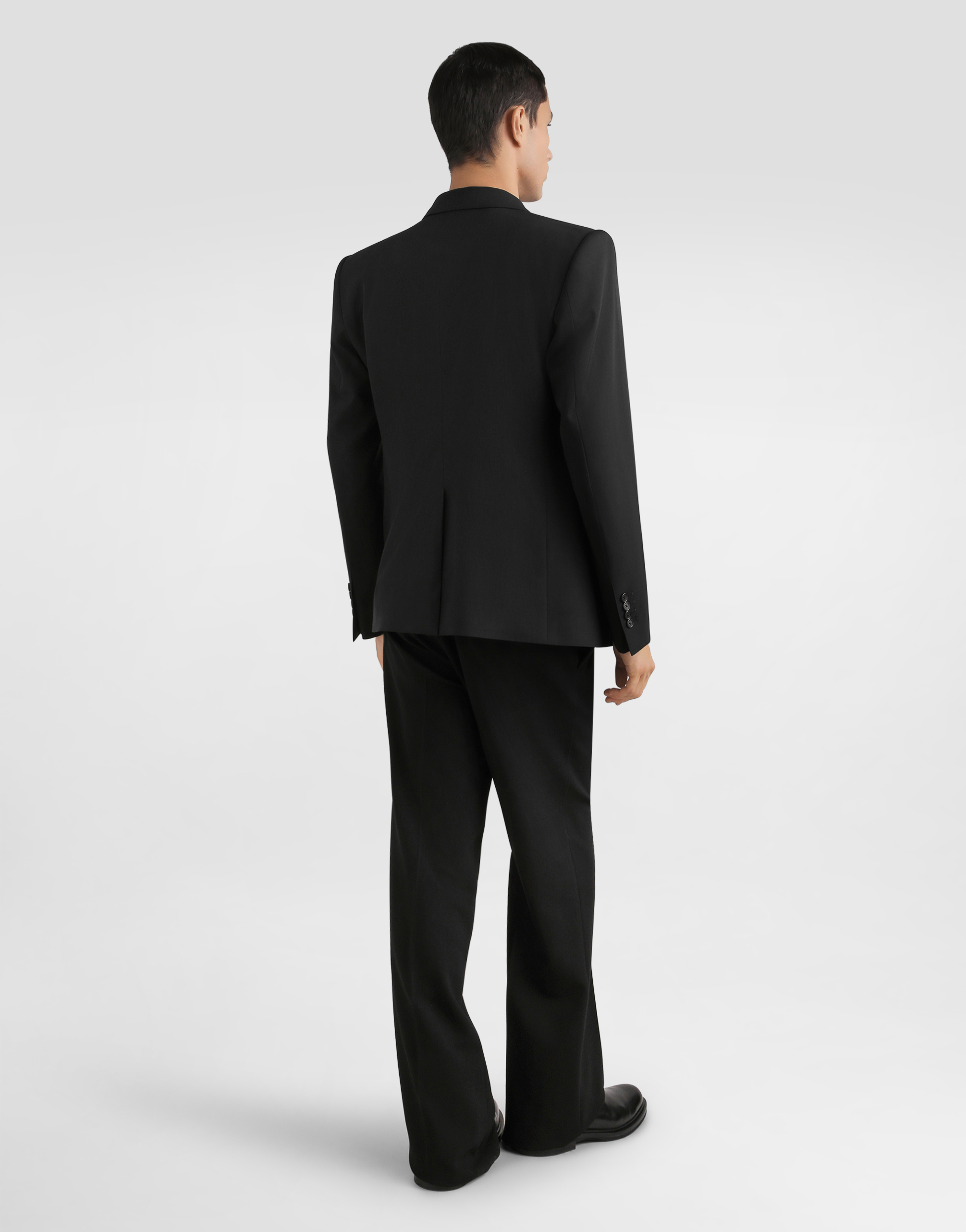 Dolce & Gabbana Double-breasted Sicilia Bistrecht Wool Canvas Jacket In Black