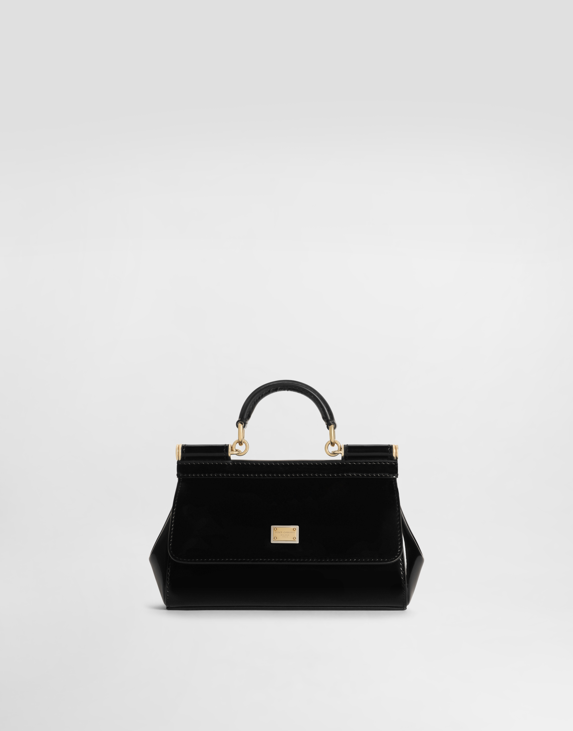 Dolce & Gabbana Small Sicily Polished Shoulder Bag In Black