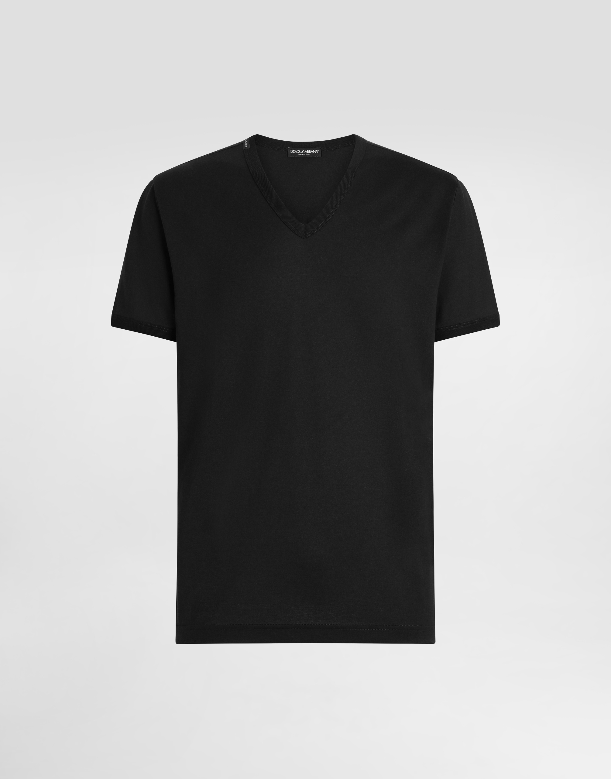 Dolce & Gabbana Male Blue T-Shirt Scollo V - Man T-Shirts And Polos Cotton Size 46