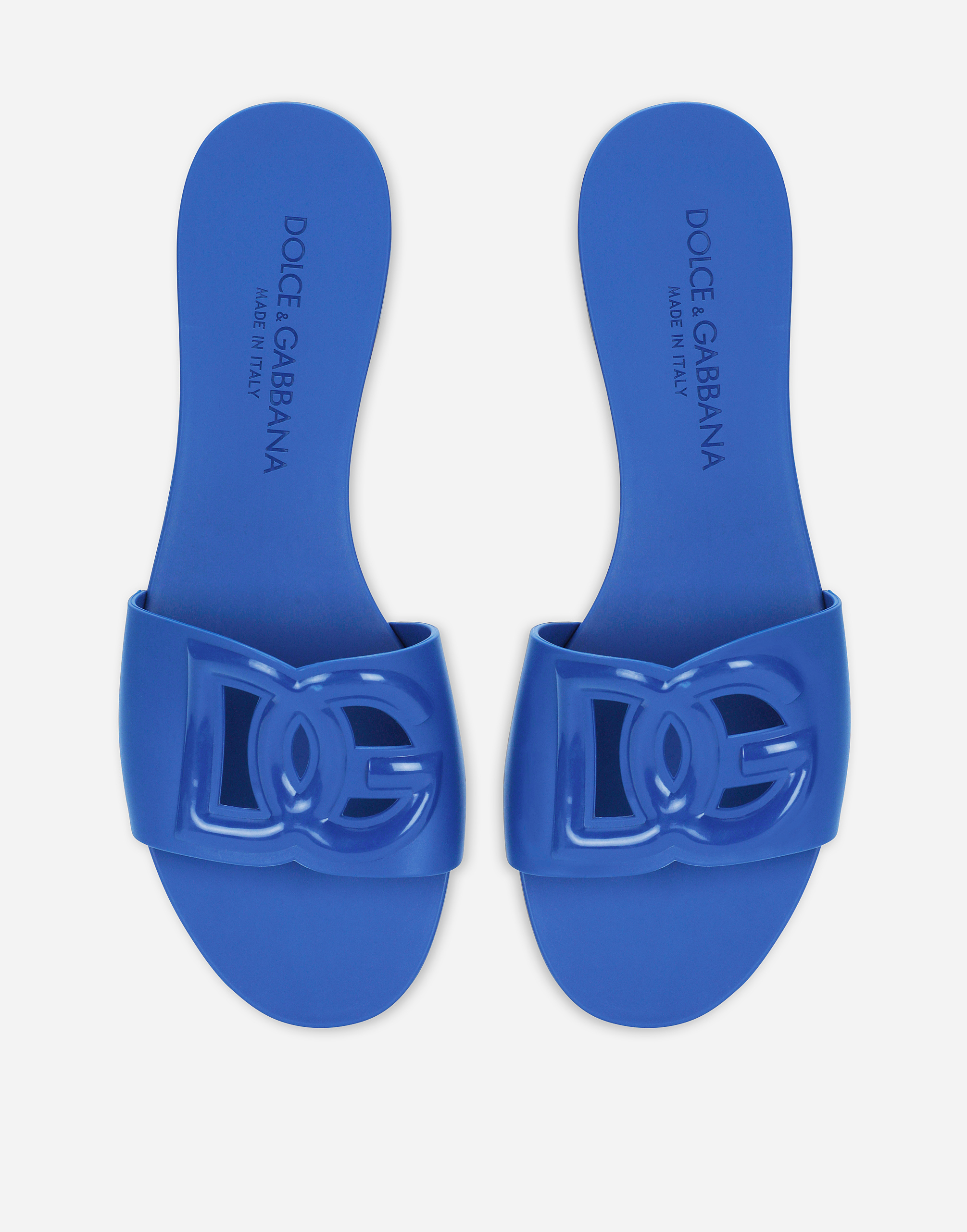 Dolce & Gabbana Beachwear Rubber Slides In Blue