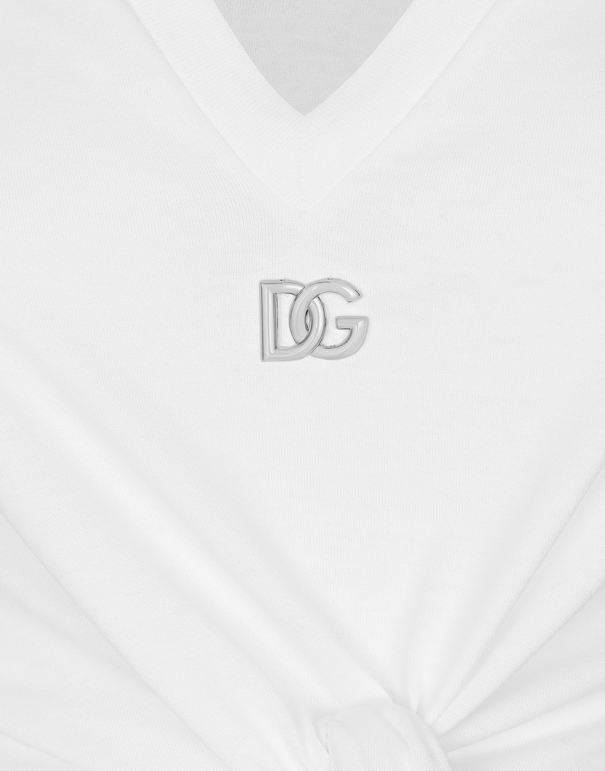 Dolce & Gabbana Jersey T-shirt With Dg Logo And Knot Detail In White
