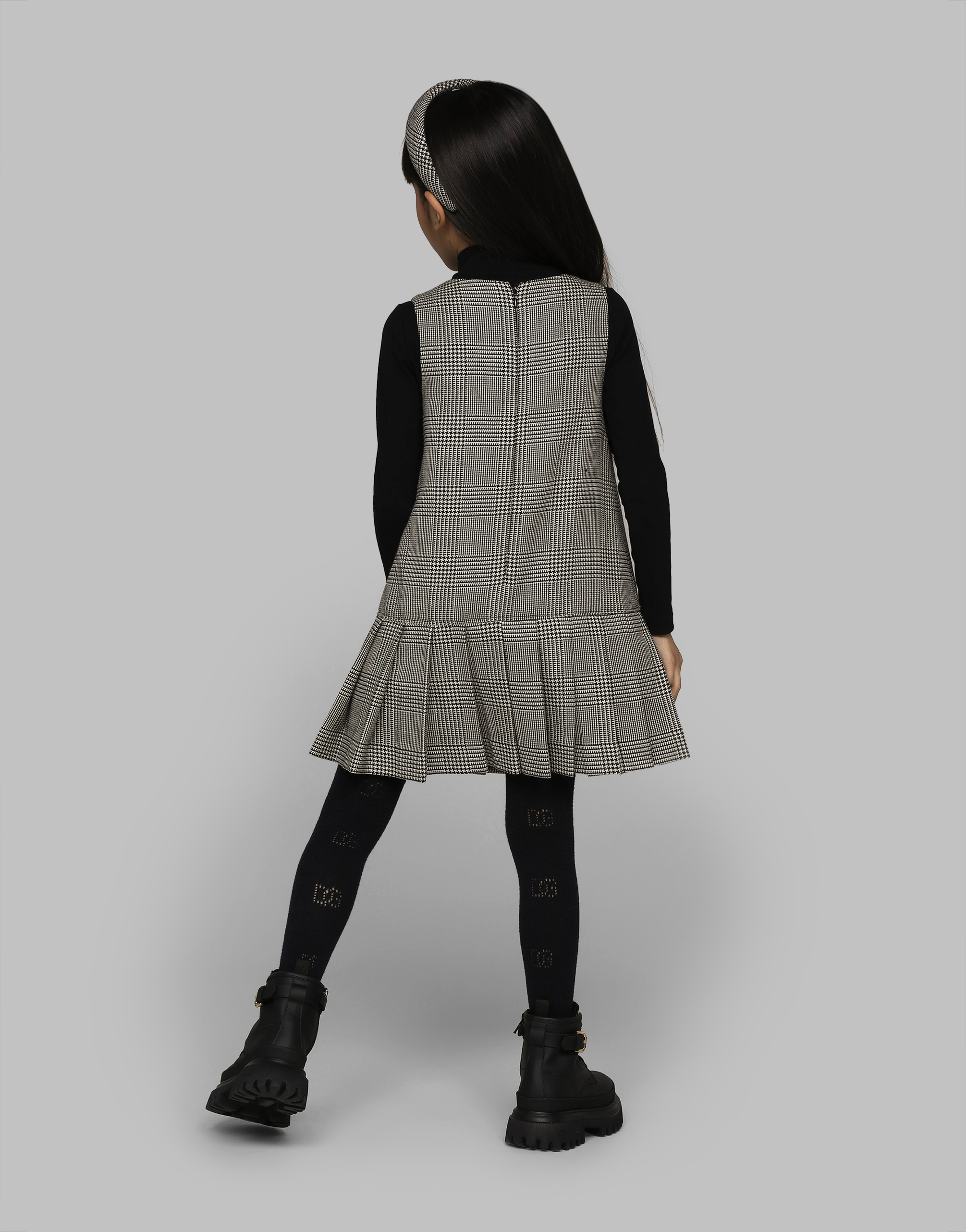 Dolce & Gabbana Wool Glen Plaid Dress In Multicolor