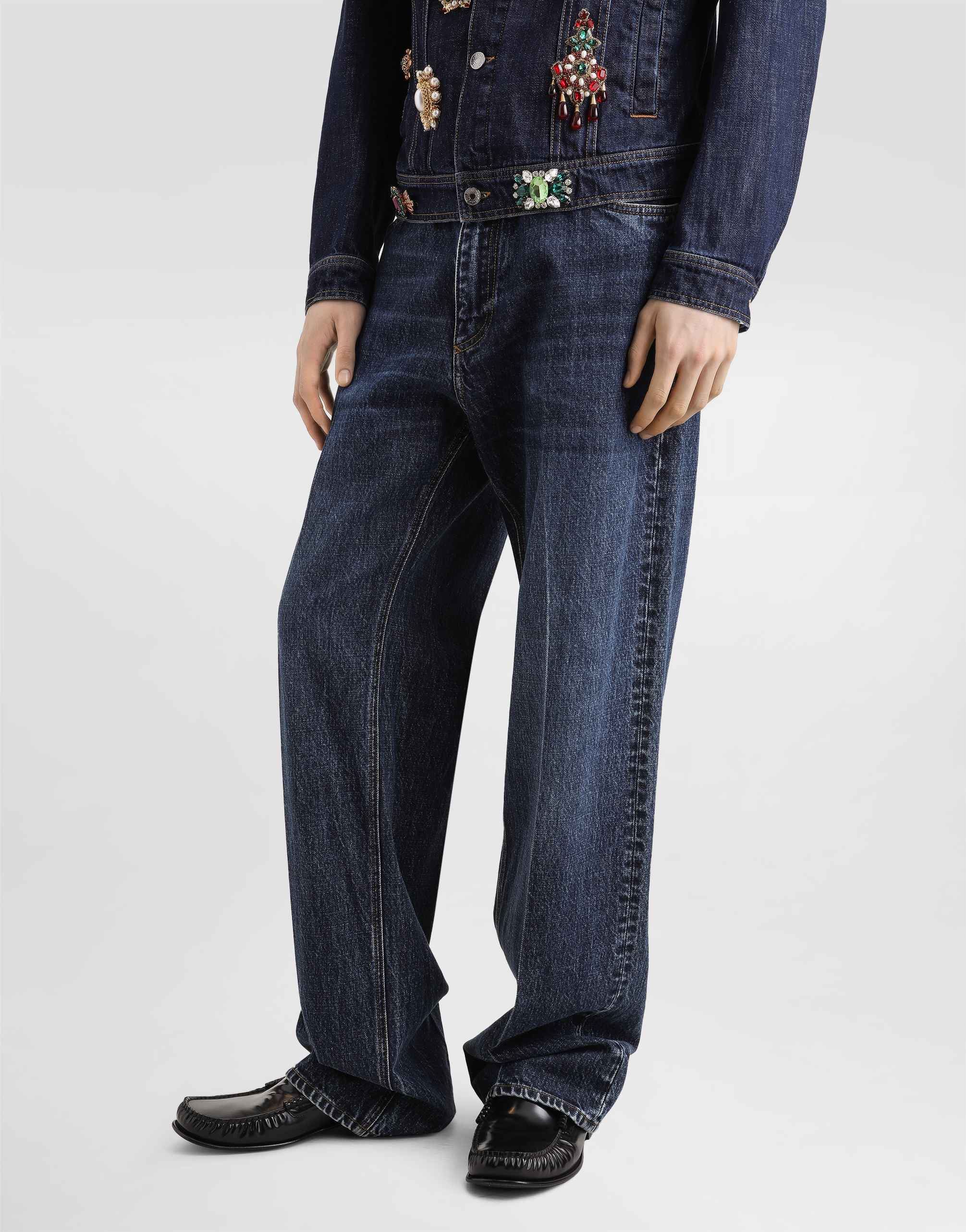 Dolce & Gabbana Baggy Denim Jeans In Multicolor