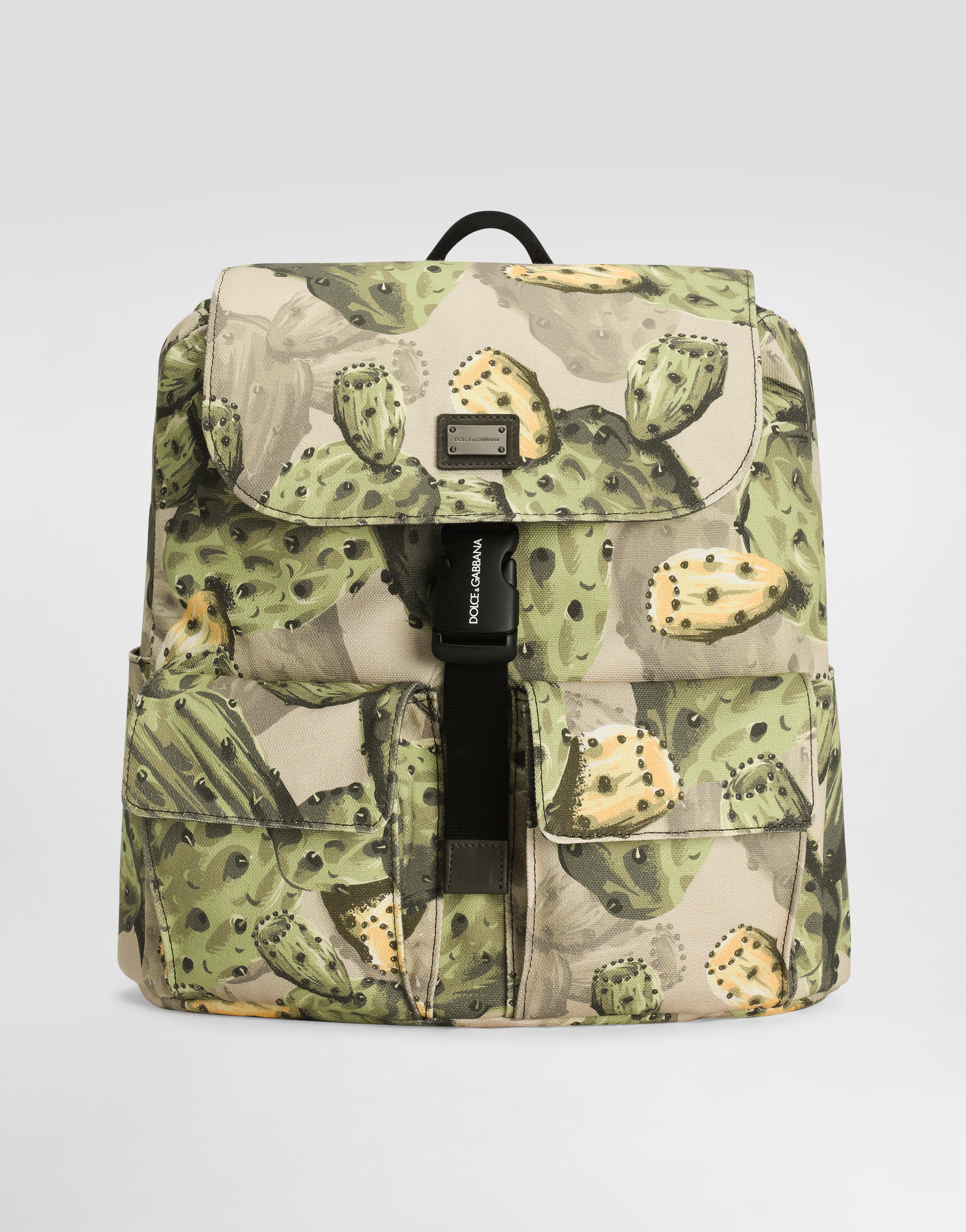 Dolce & Gabbana Figs-print Canvas Backpack In Nude