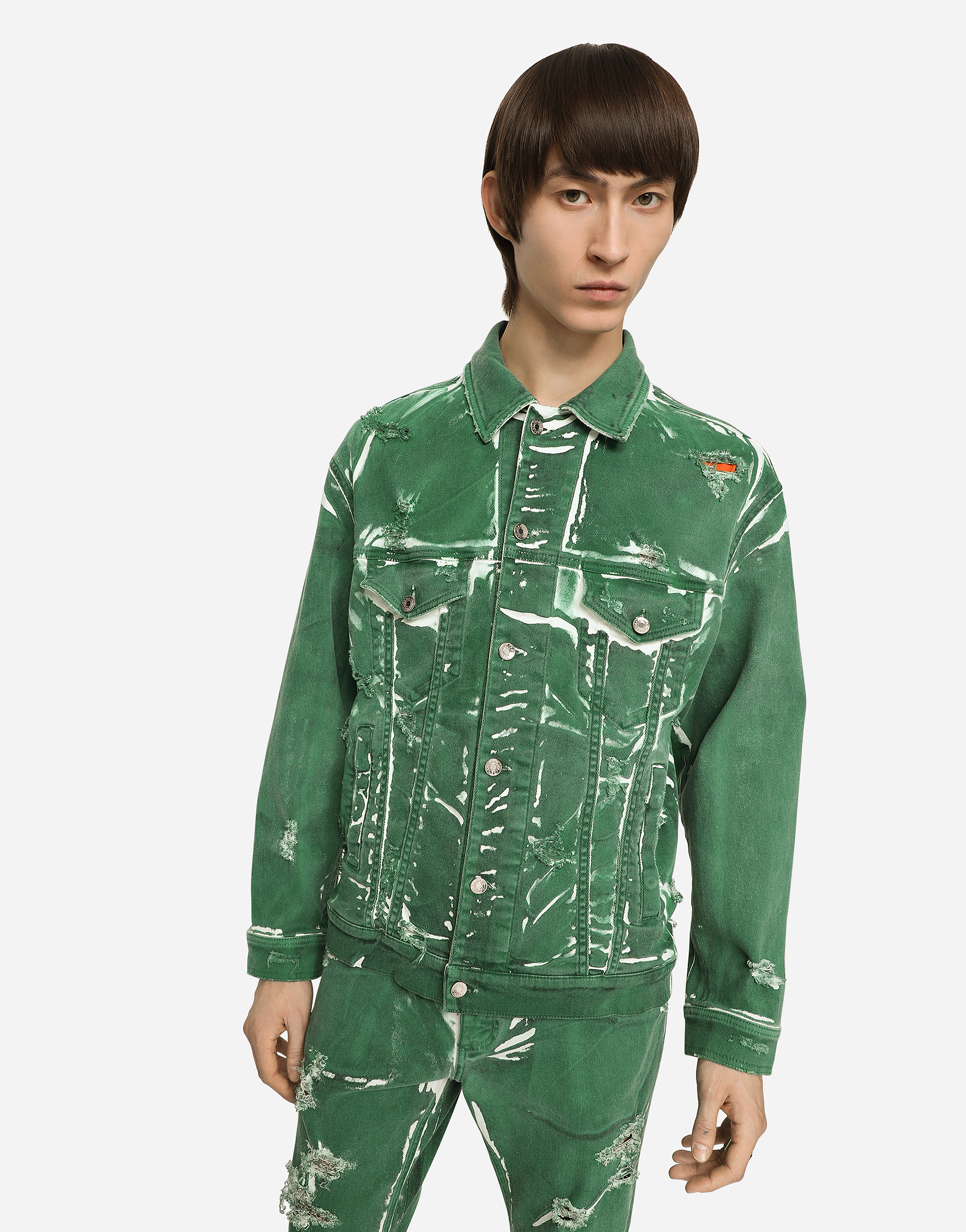 DOLCE & GABBANA OVERDYED STRETCH DENIM JACKET