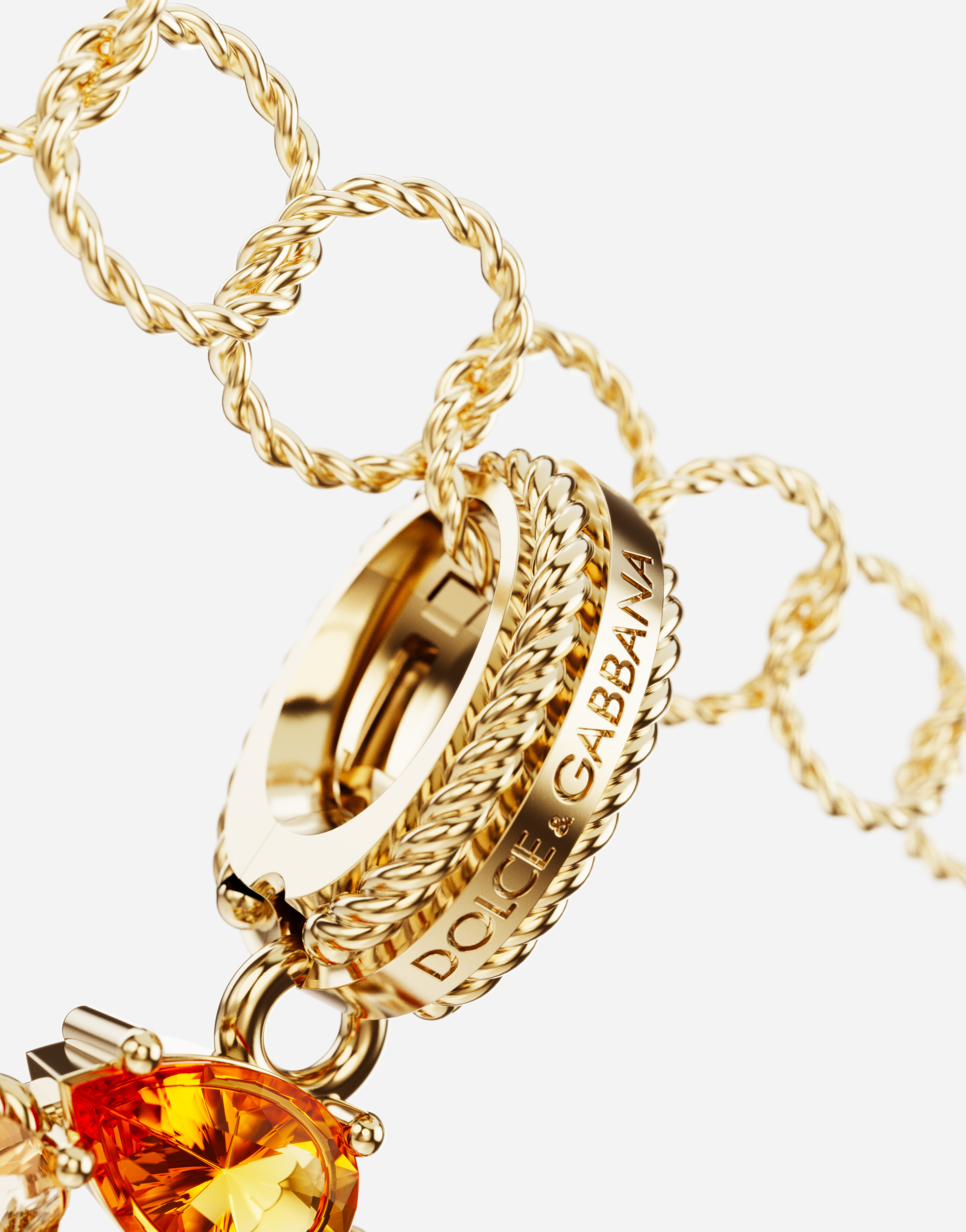 Dolce & Gabbana 18 Kt Yellow Gold Rainbow Pendant With Multicolor Finegemstones Representing Number 9 Yellow Gold Fe In Yellow Gold
