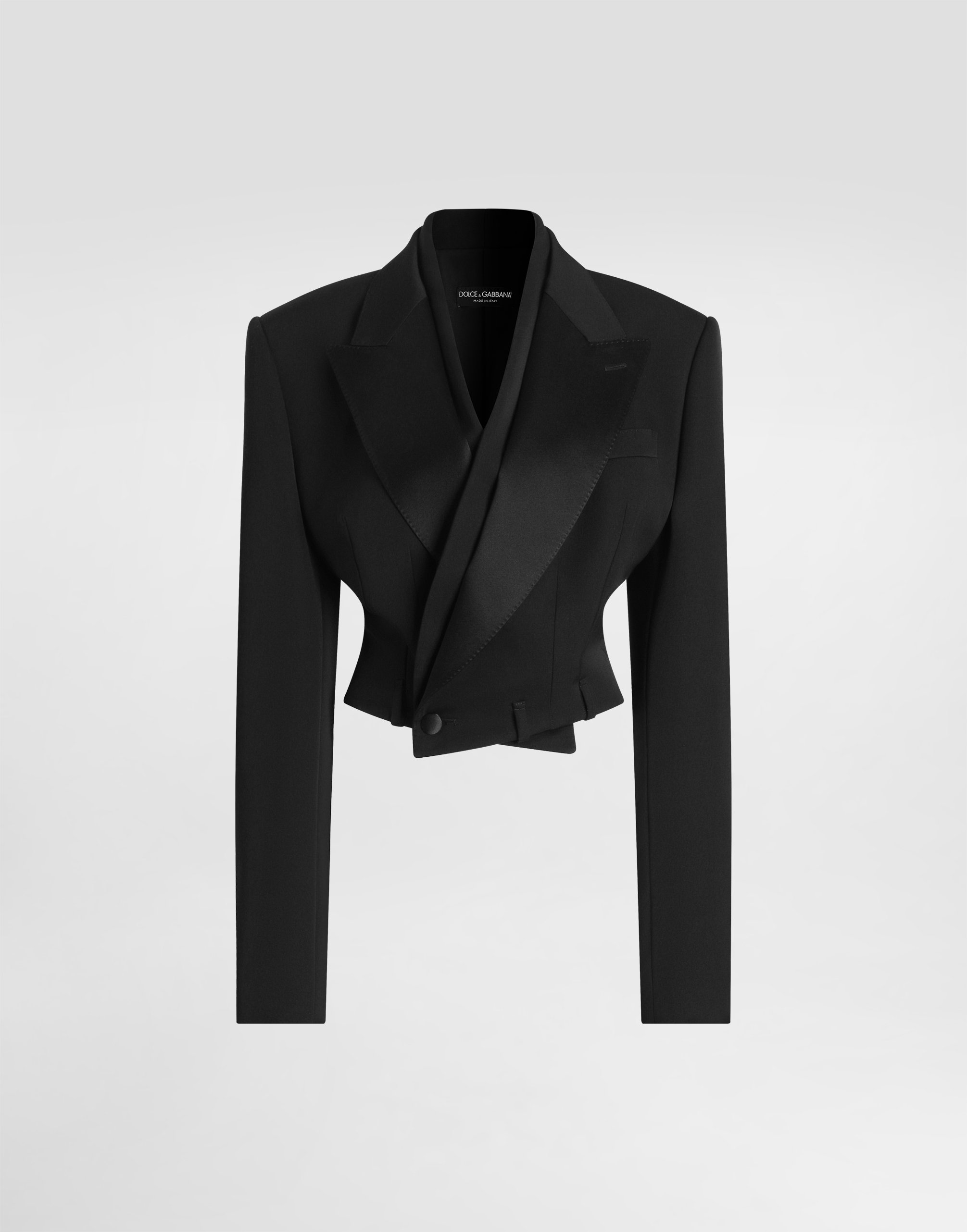 Sicilia double-breasted jacket in wool gabardine in Black for