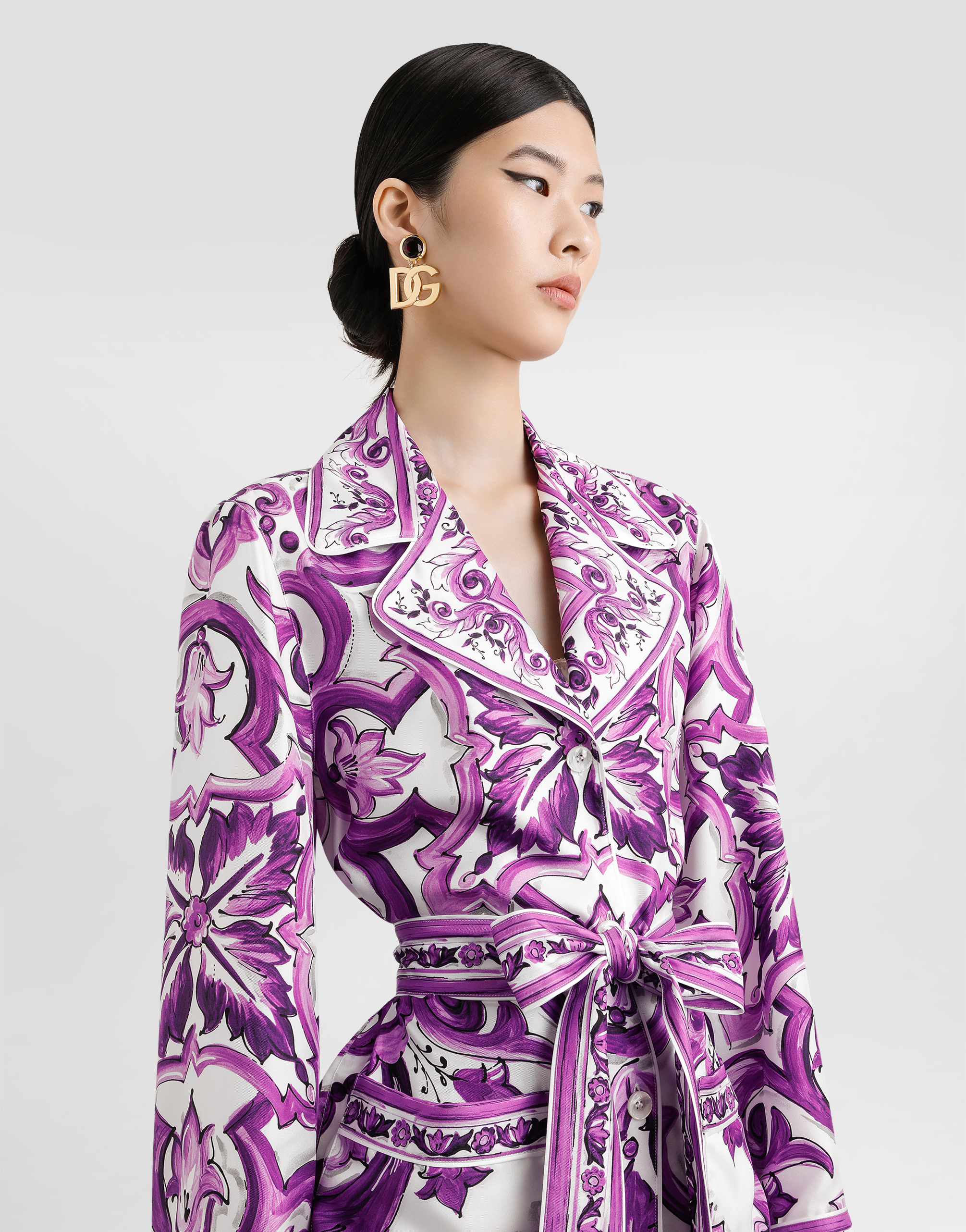 Majolica-print twill shirt