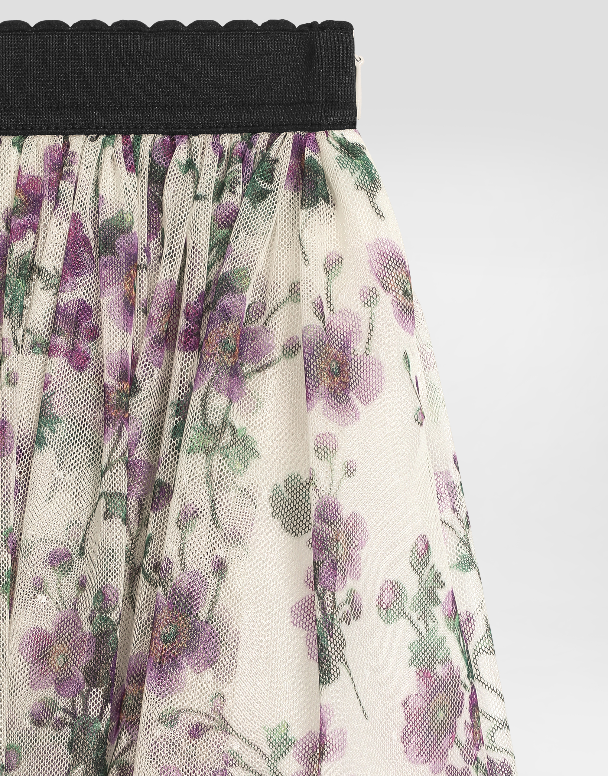 Violets-print tulle skirt