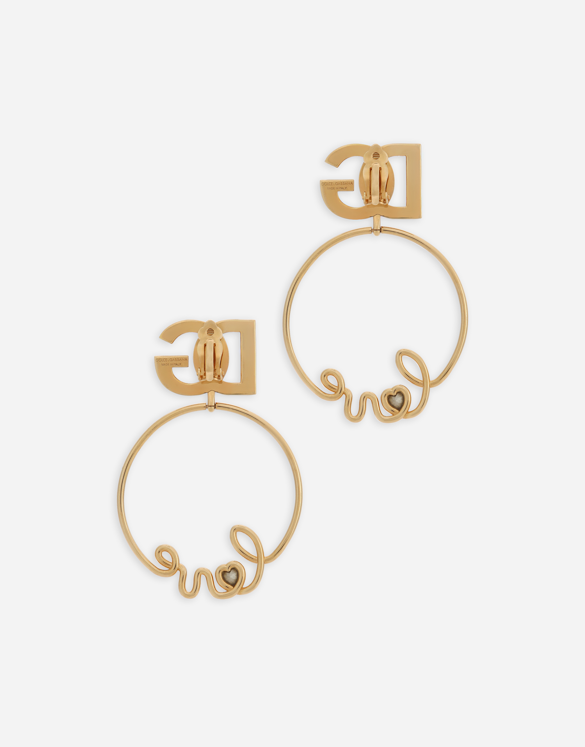 Shop Dolce & Gabbana Clip-on “love” Earrings With Dg Logo In Gold