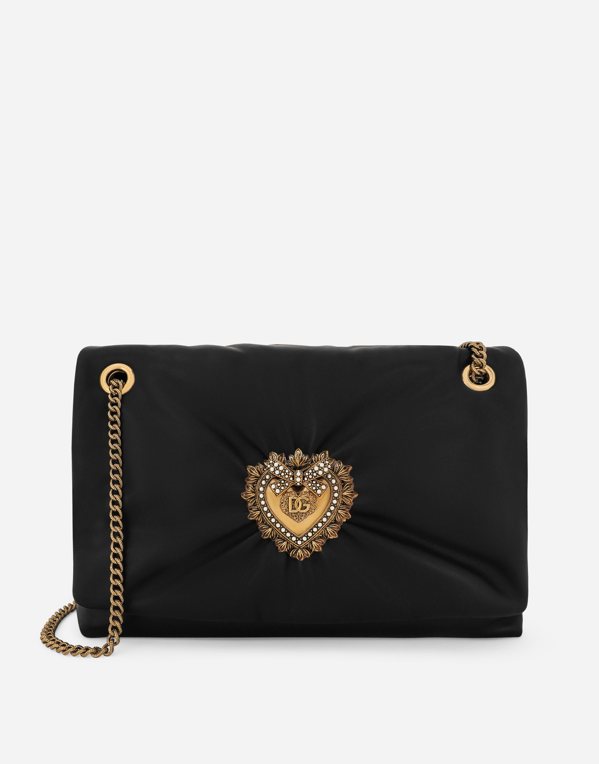 Dolce & Gabbana Large Devotion Soft Shoulder Bag In Black