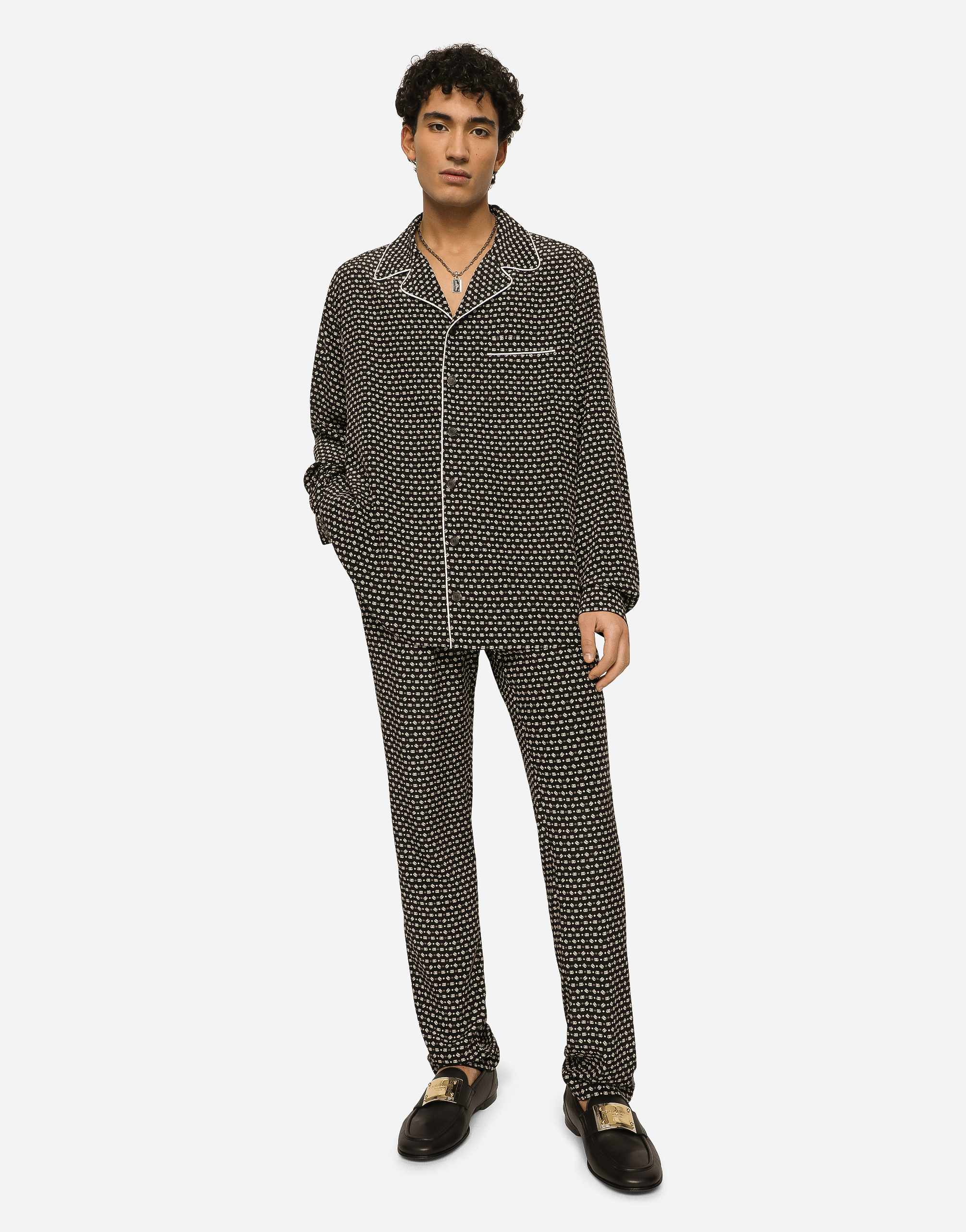 DOLCE & GABBANA CREPE DE CHINE SHIRT WITH DG LOGO PRINT