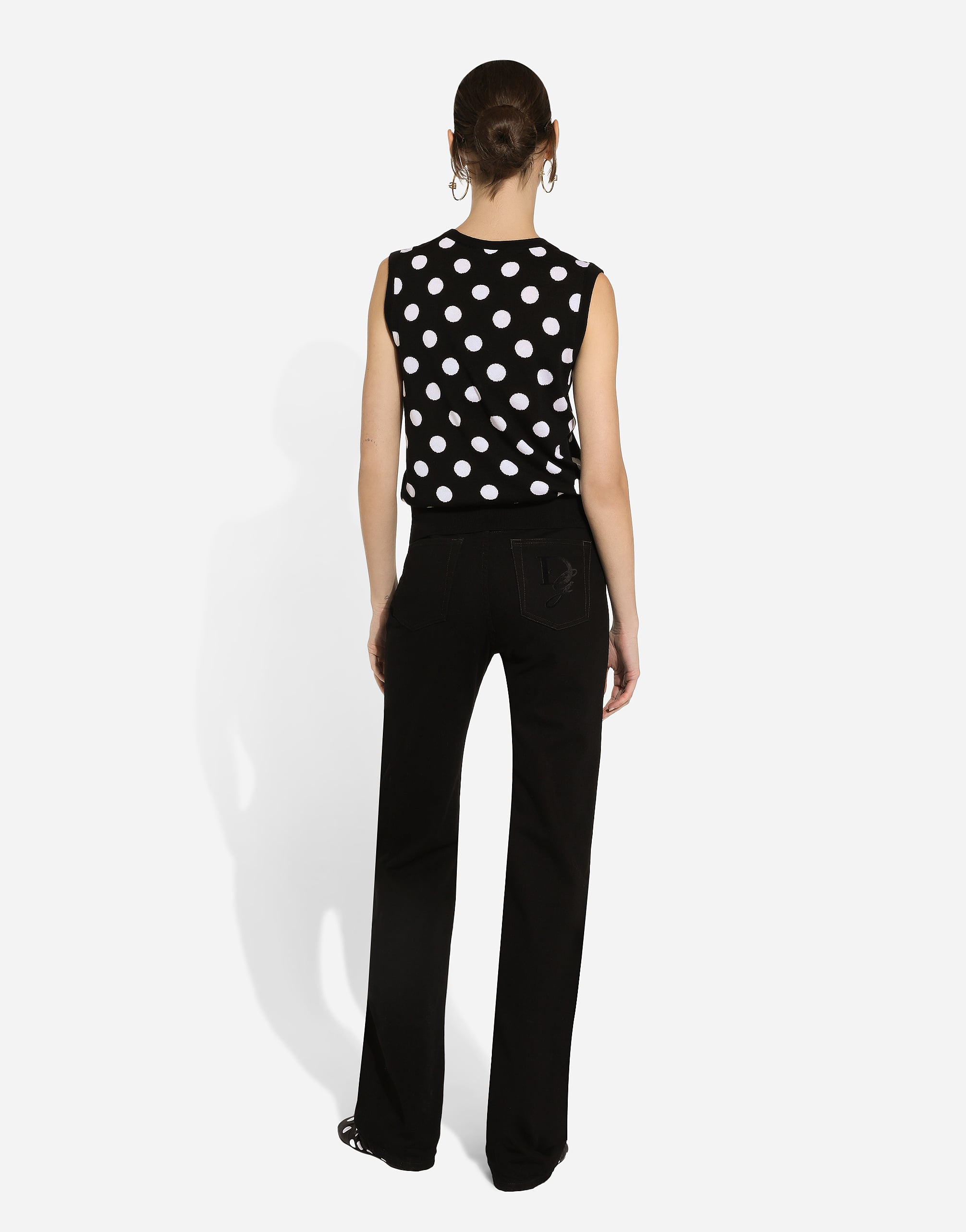  Dolce & Gabbana Dolce & Gabbana Silk And Wool Tank Top With Polka-dot Inlay - Woman Sweaters And Cardigans Multi-colored 36 