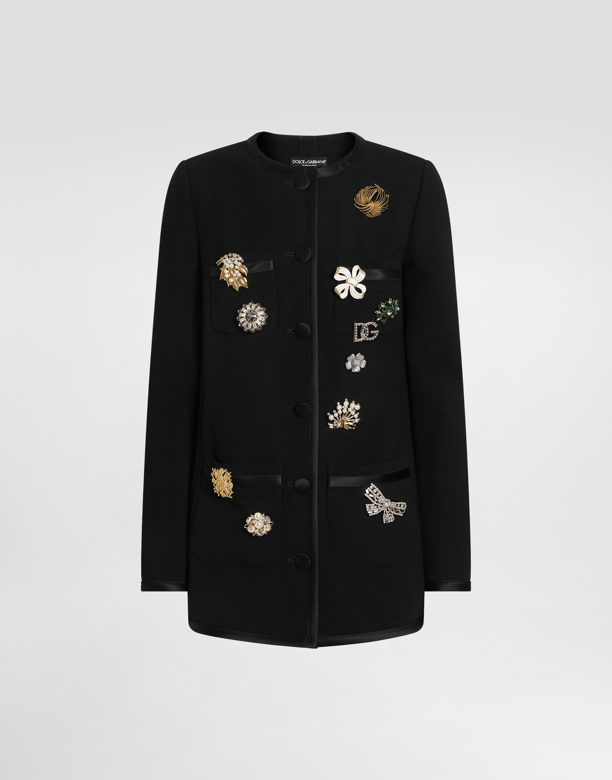 Dolce & Gabbana Embellished Button-front Jacket In Black