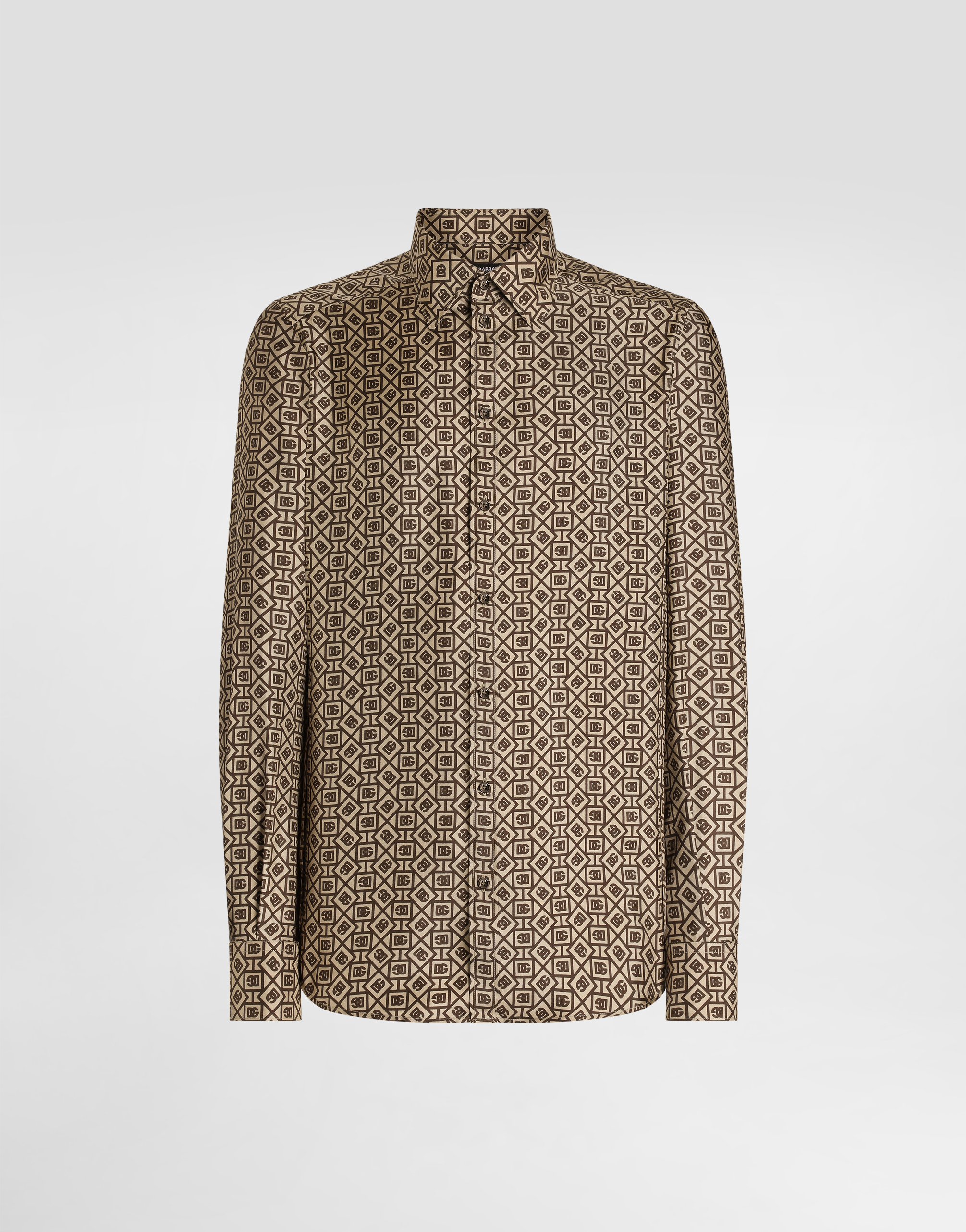Printed silk twill martini shirt