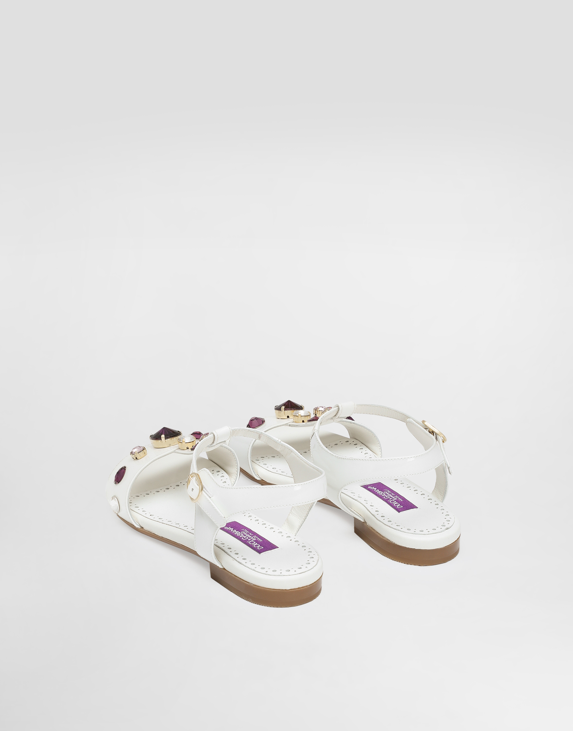 Dolce & Gabbana Patent Leather Sandal With Embroidery