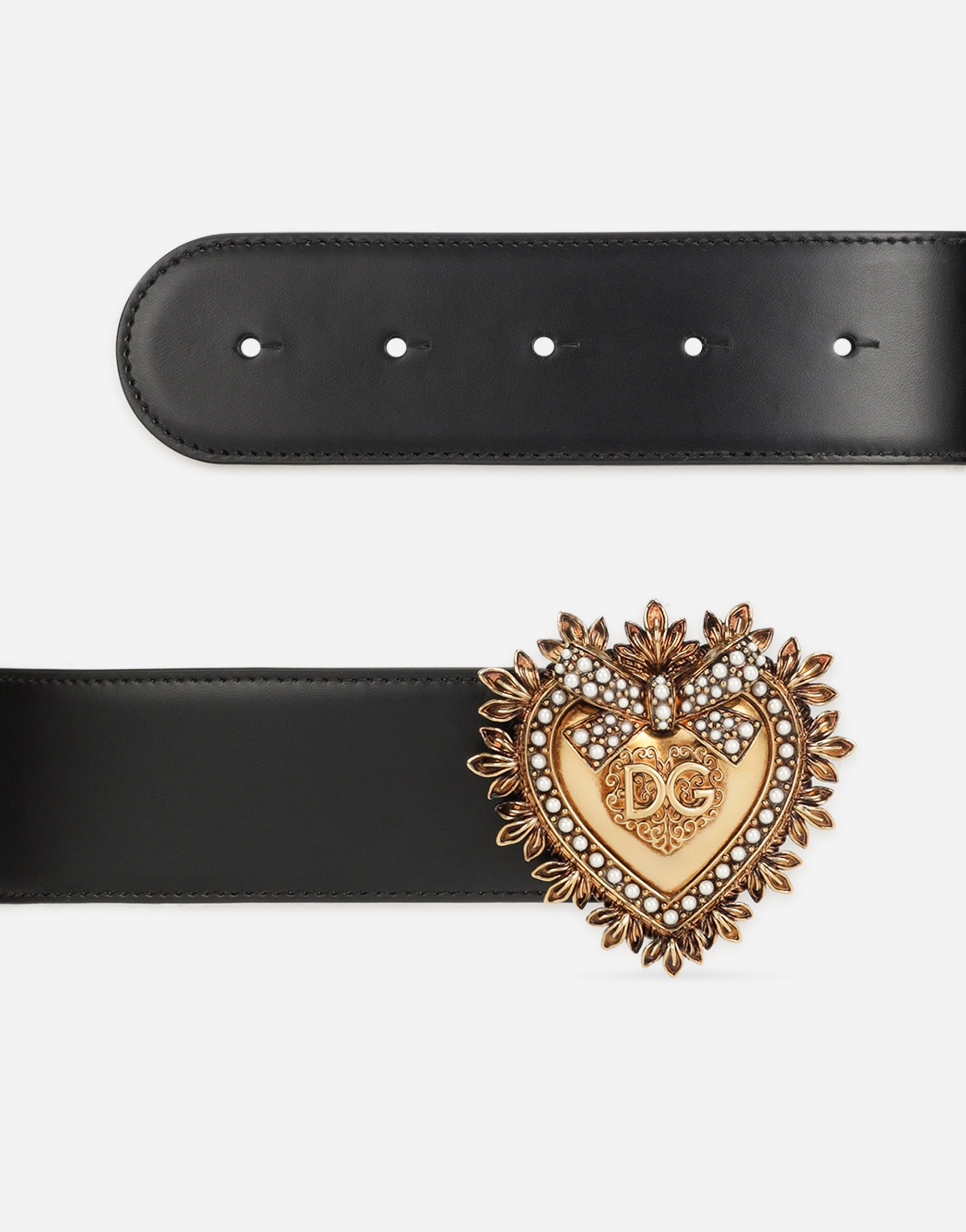 Dolce & Gabbana Devotion Belt In Lux Leather In Black