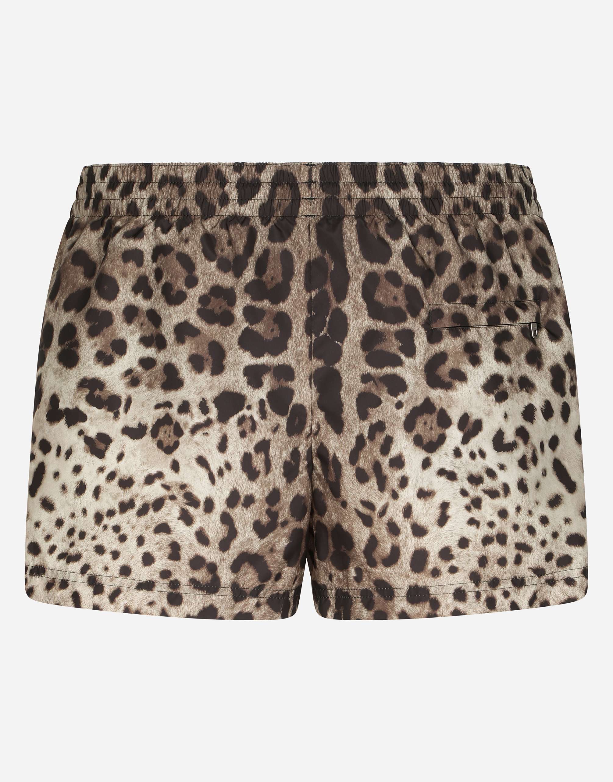 Dolce & Gabbana Short Swim Trunks With Leopard Print In Animal Print