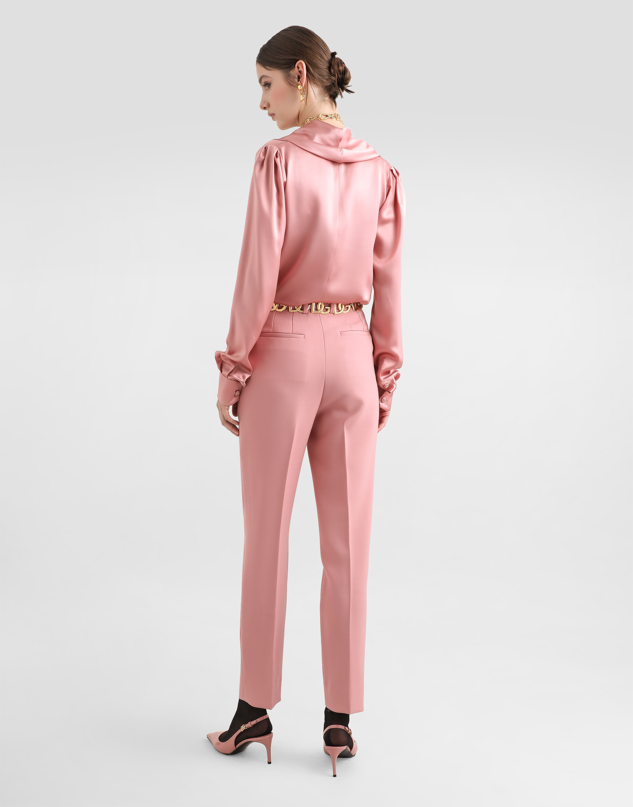 Dolce & Gabbana Blush Pink Silk Blouse With A Soft Neckline