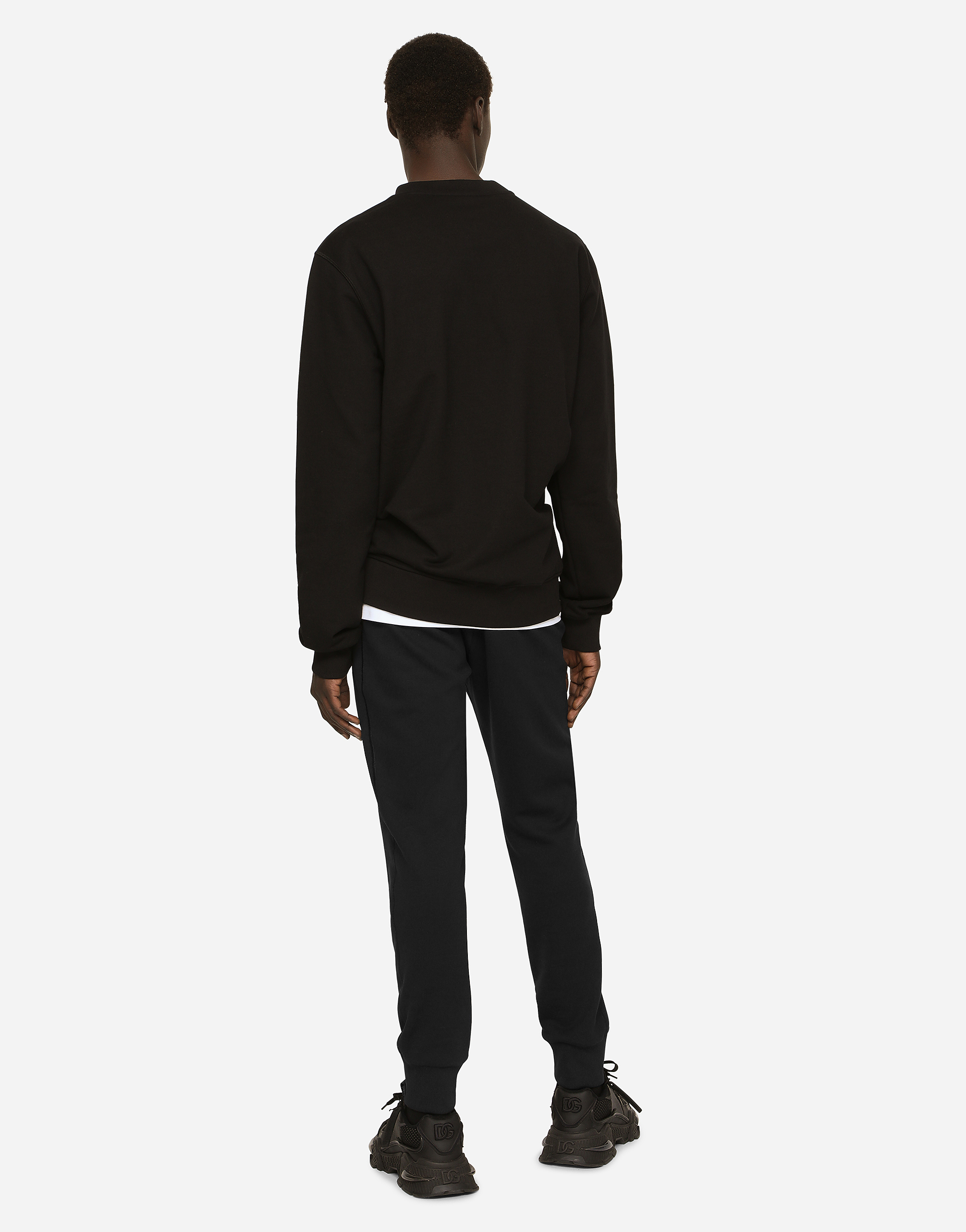 Dolce & Gabbana Jersey Sweatshirt With Branded Tag In Black