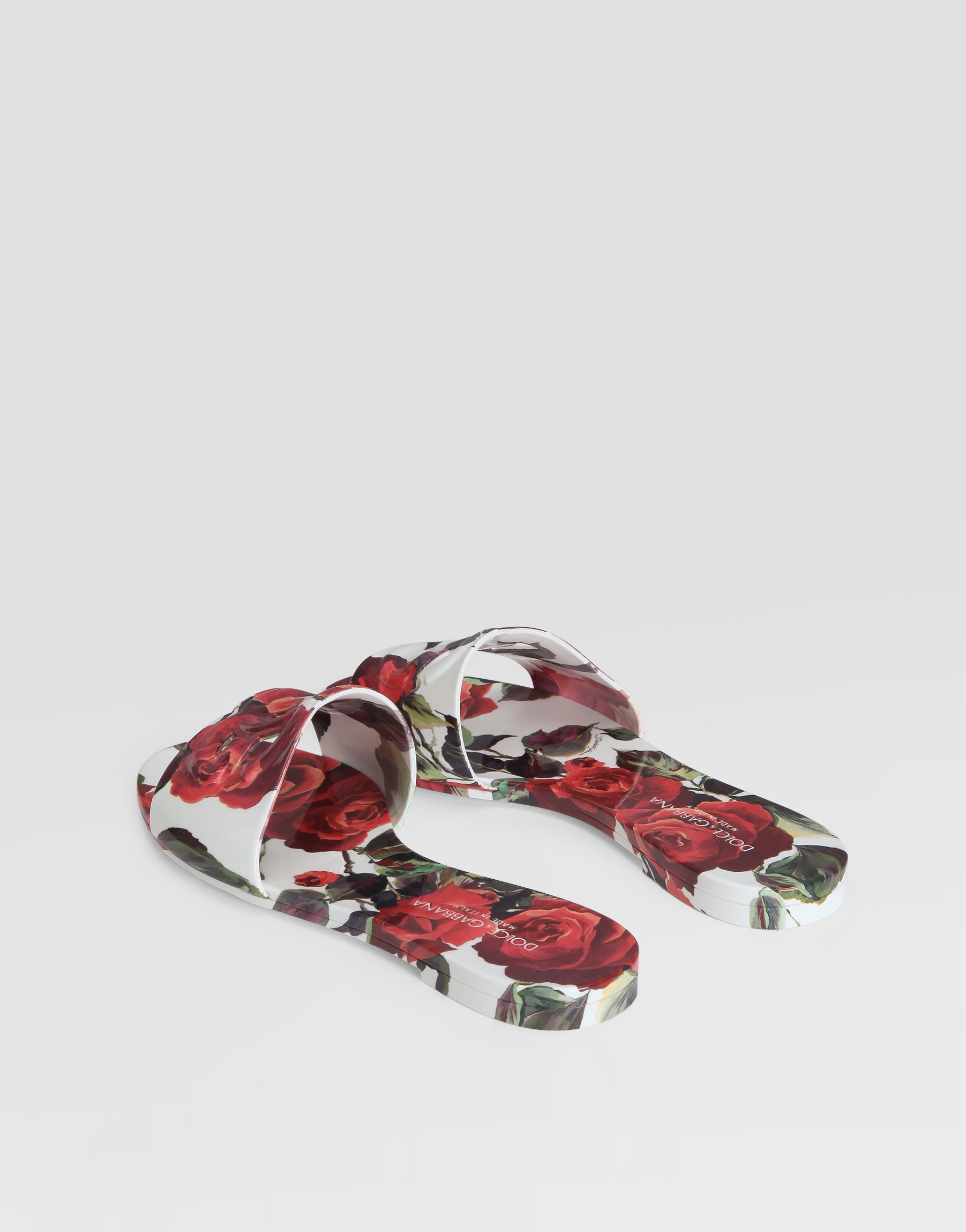 Dolce & Gabbana Rubber Beachwear Sliders In Multi