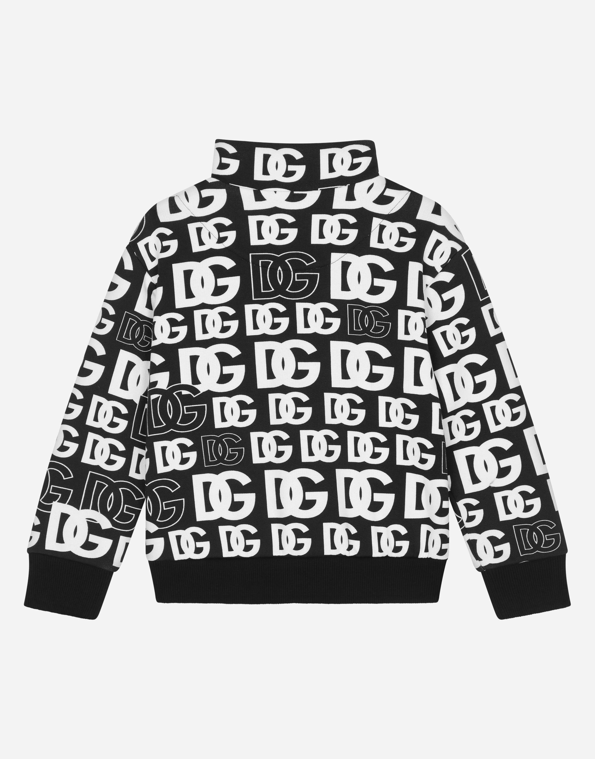 DOLCE & GABBANA ZIP-UP JERSEY SWEATSHIRT WITH DG LOGO PRINT