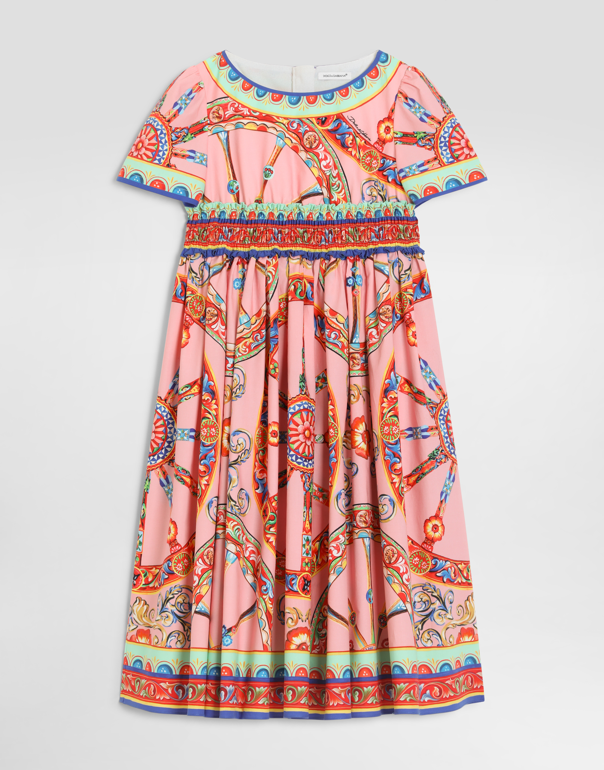 キッズ　ワンピース　DOLCE & GABBANA Carretto-print poplin dress