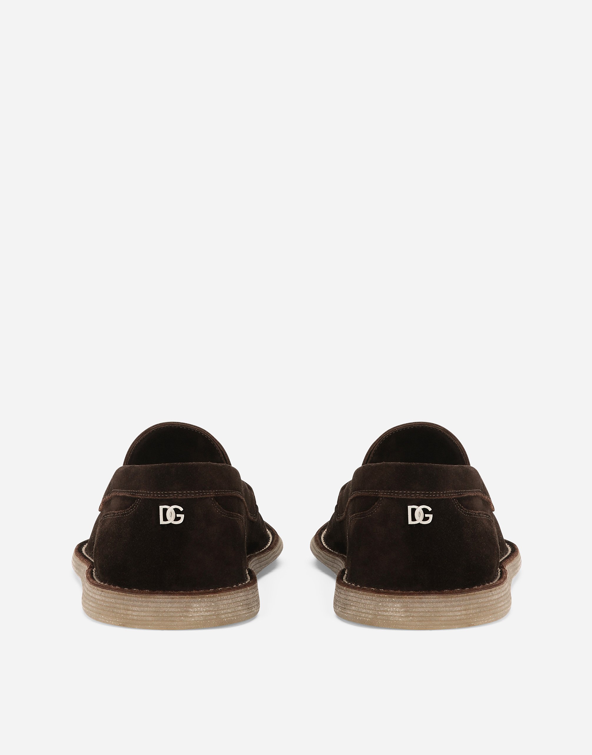 Dolce & Gabbana Suede Loafers In Marrone