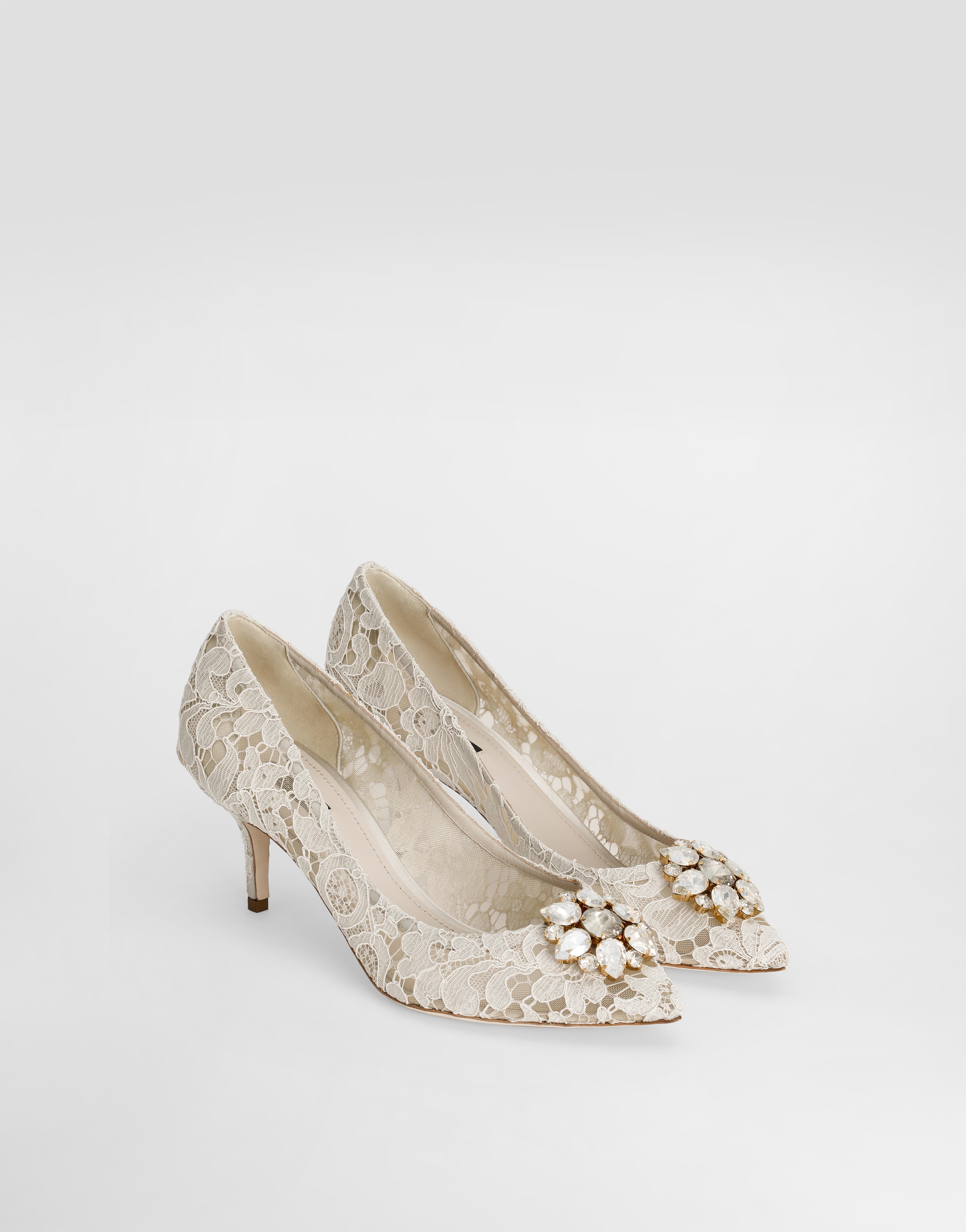  Dolce & Gabbana Pump In Taormina Lace With Crystals - Mujer Zapatos De Salón Y Destalonados Gris Encaje 38.5 