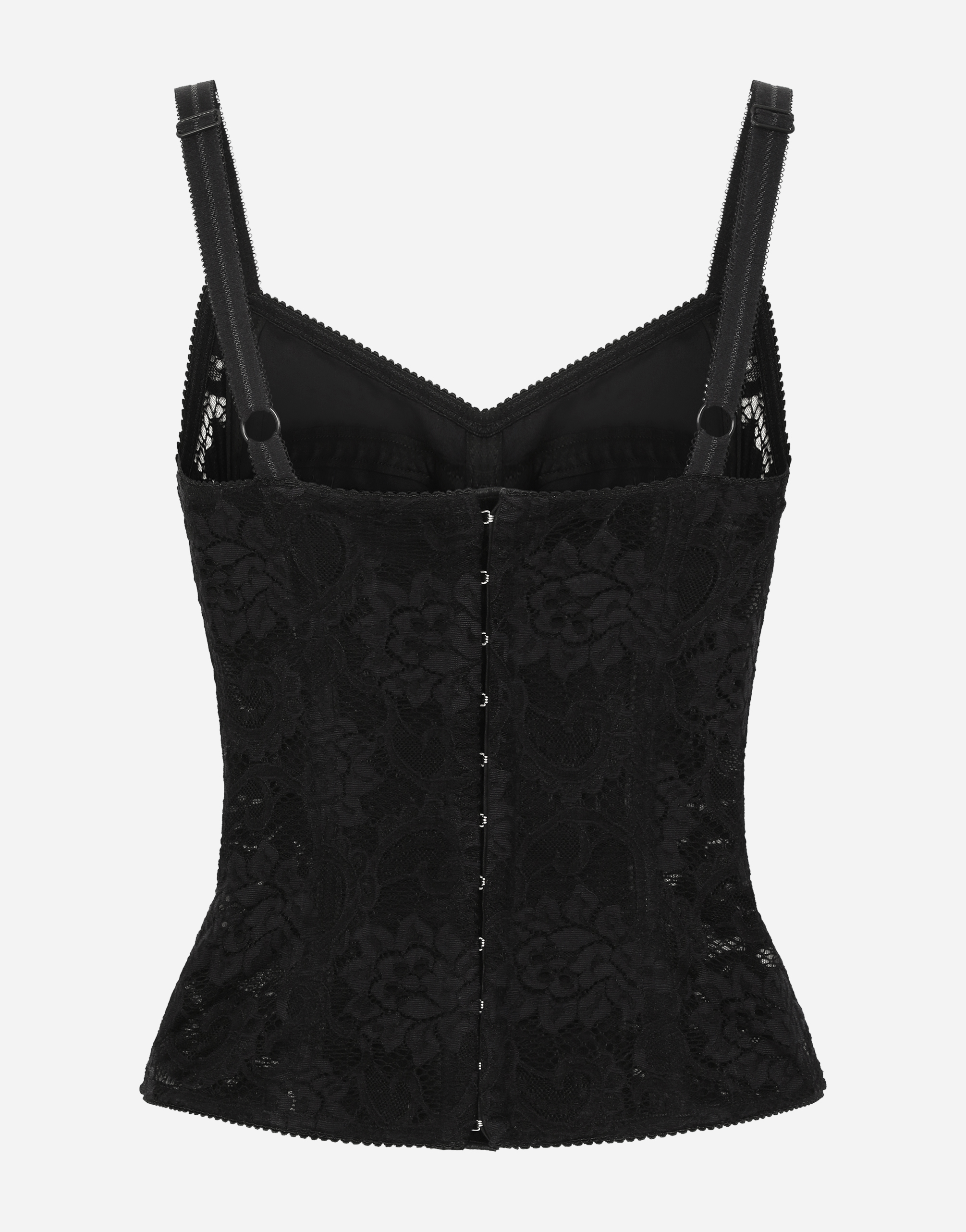 Dolce & Gabbana Corset Lace And Satin Top In ブラック