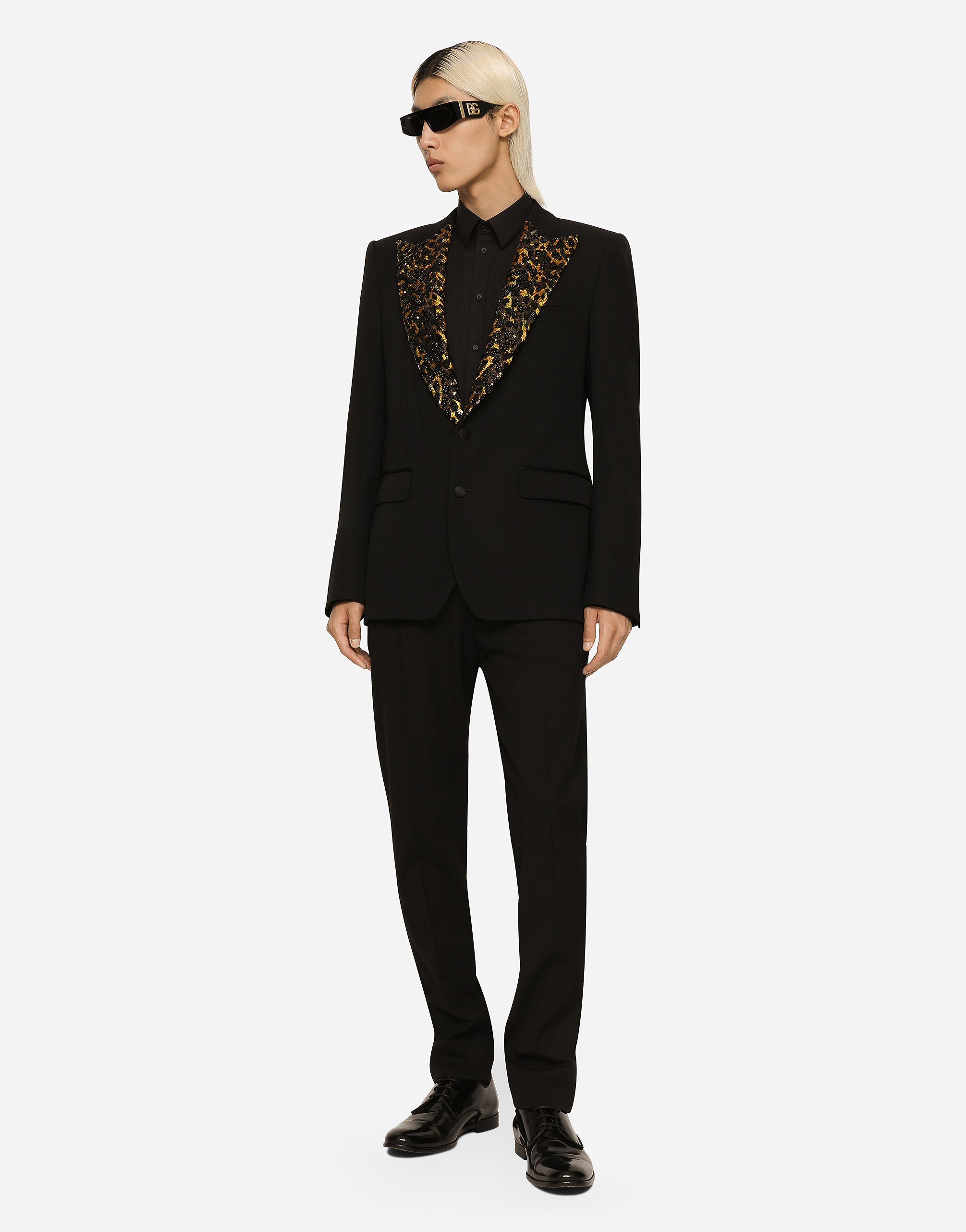 Dolce & Gabbana Stretch Wool Fabric Sicilia-fit Tuxedo Jacket In Black