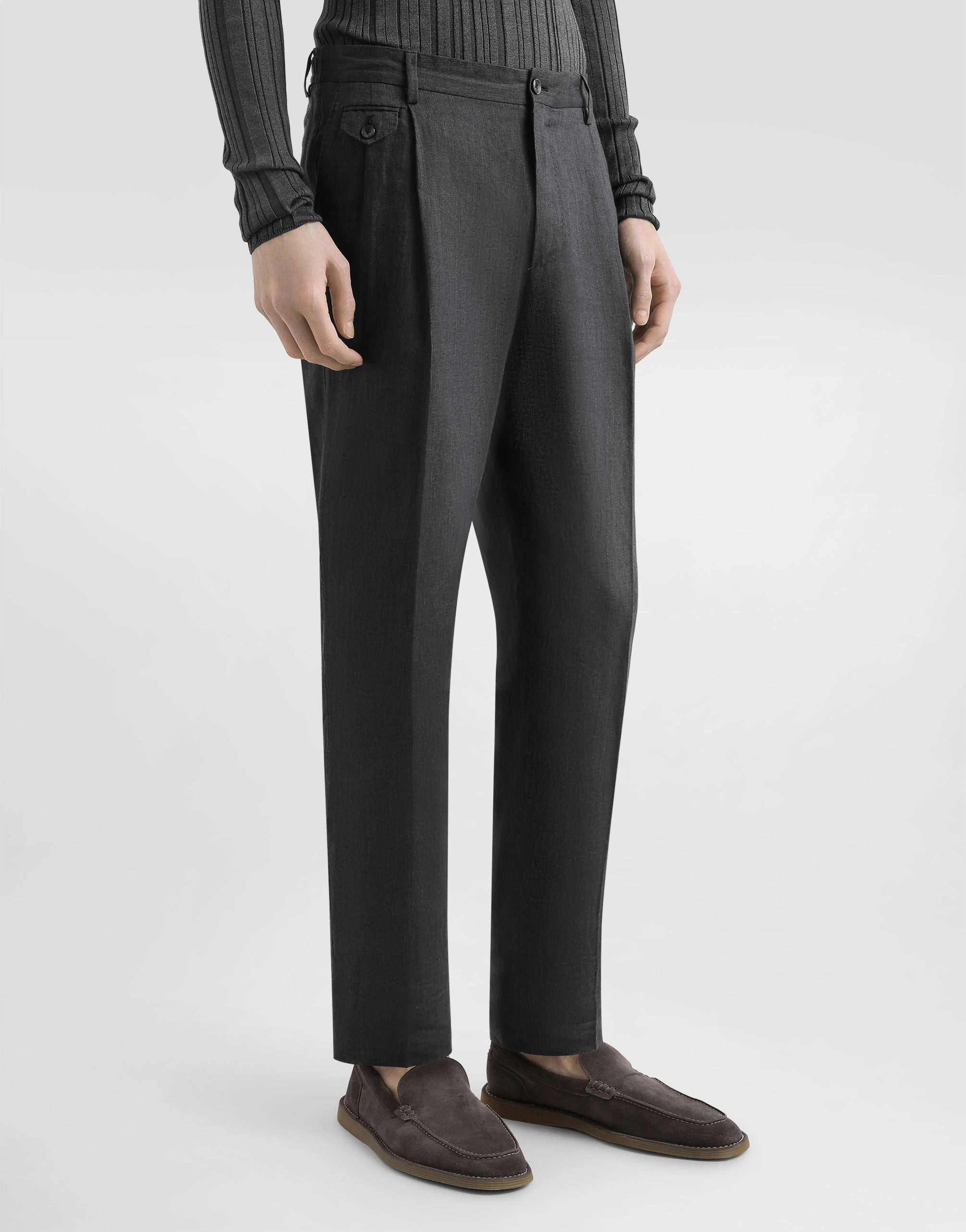 Washed linen canvas trousers
