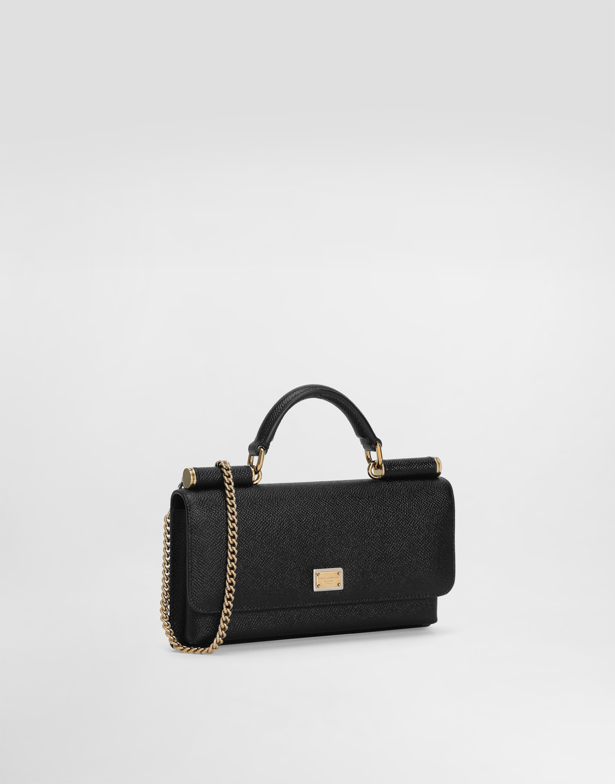  Dolce & Gabbana Dauphine-print Calfskin Mini Bag - Woman Clutches And Mini Bags Black Leather Onesize 