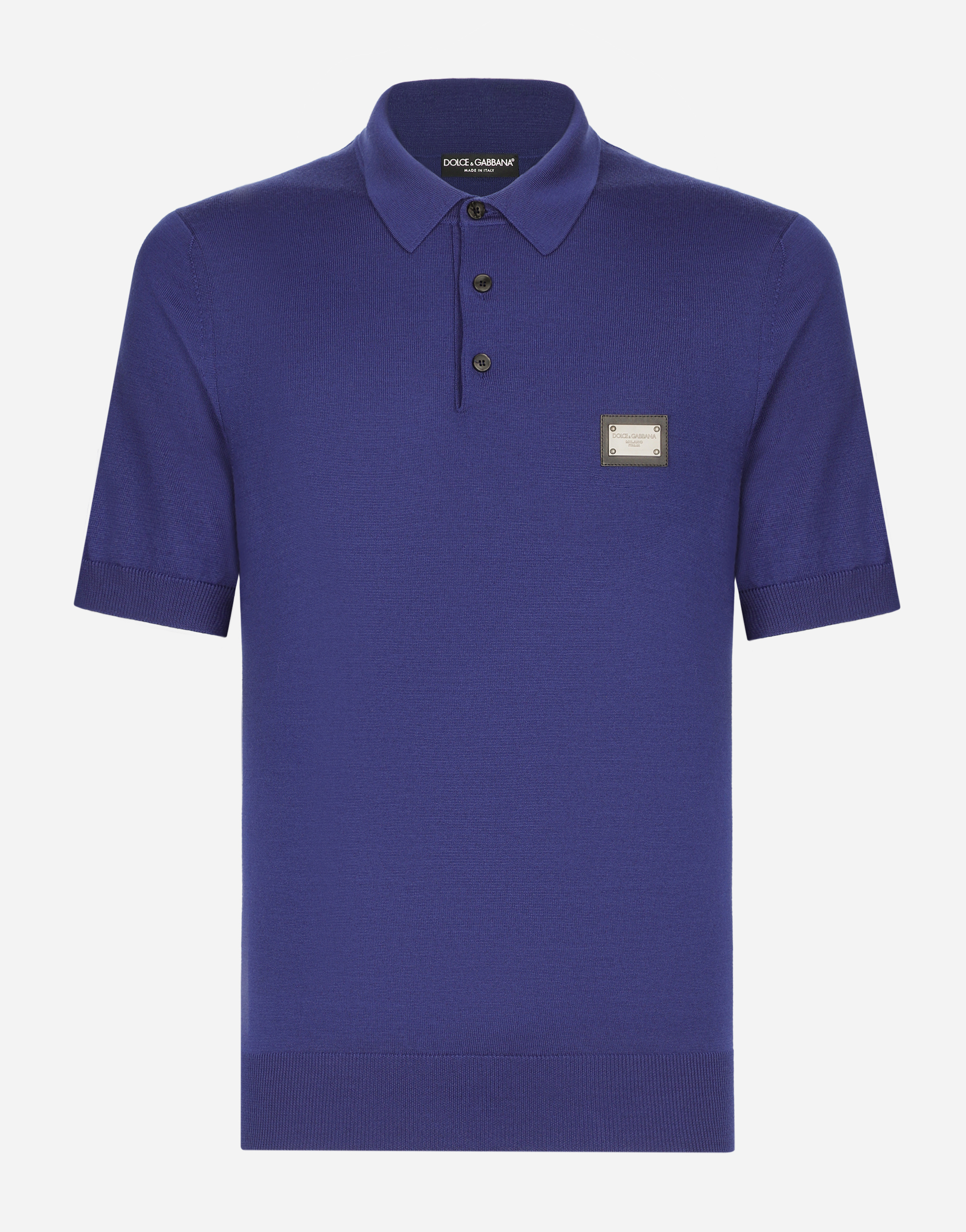 Dolce & Gabbana Dg Essentials Wool Polo Shirt In Blue