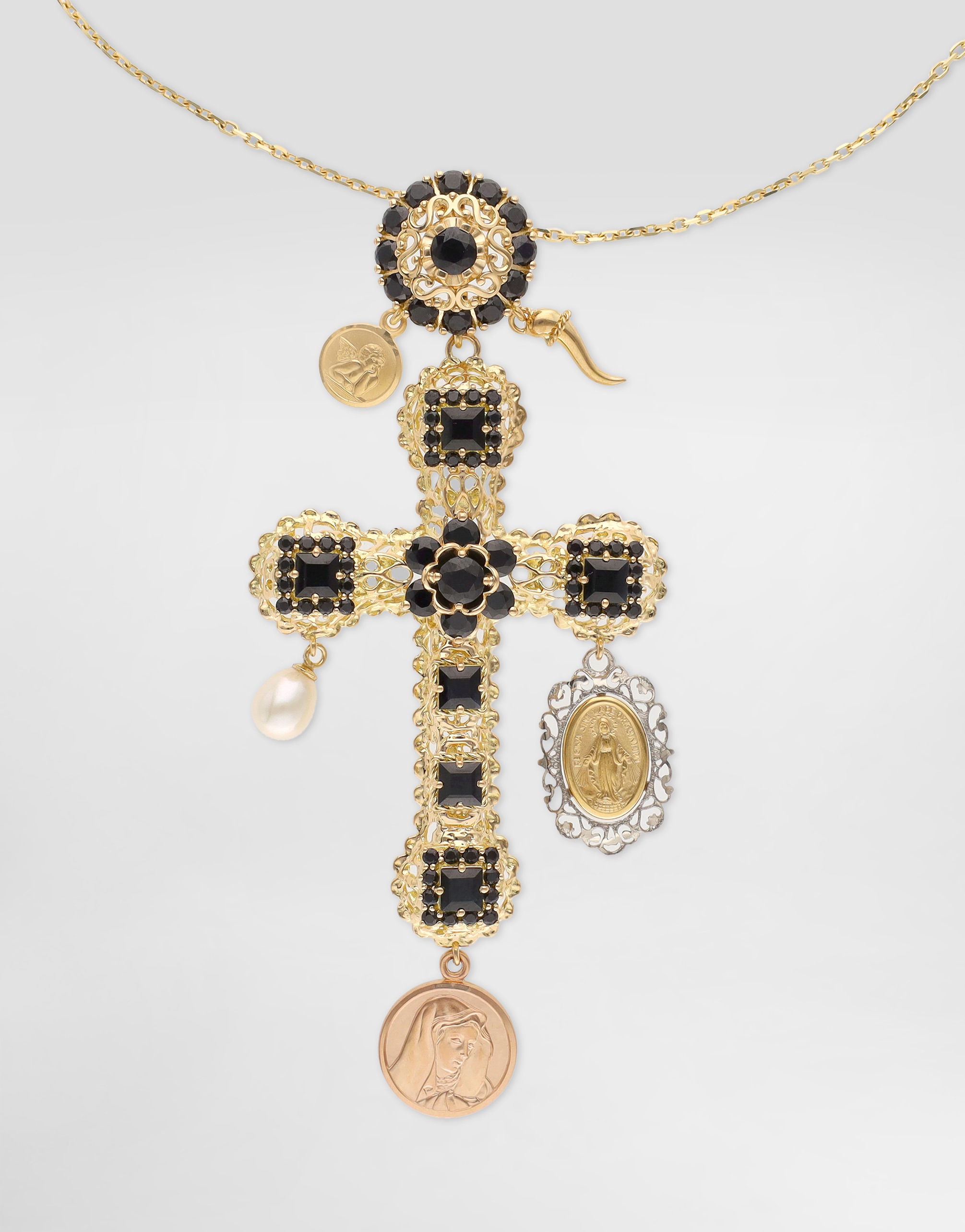 Dolce & Gabbana Sicily Necklace 18-carat Yellow Gold And Black Sapphires In Gold