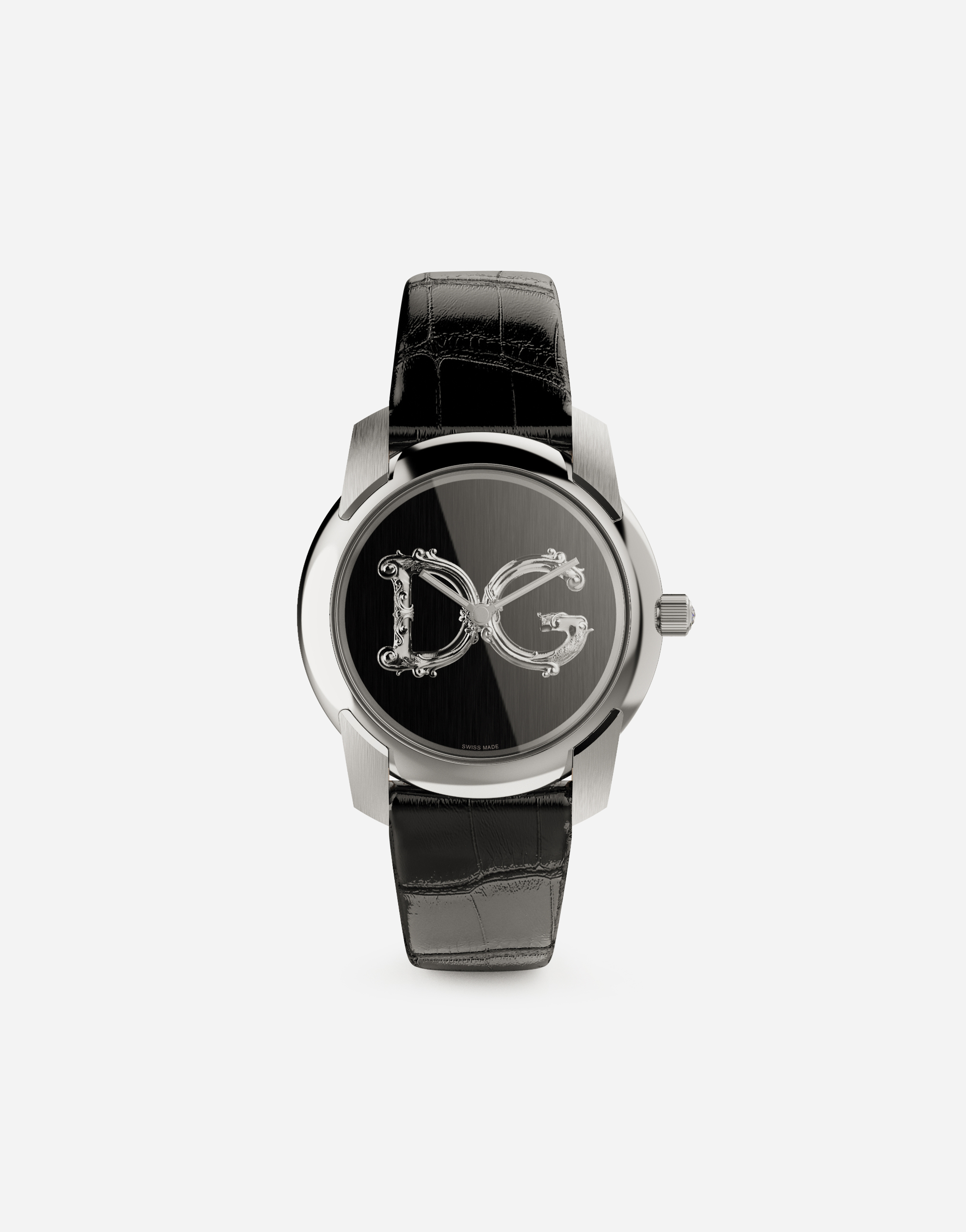 DOLCE & GABBANA DG7 BAROCCO WATCH WITH BLACK ALLIGATOR STRAP