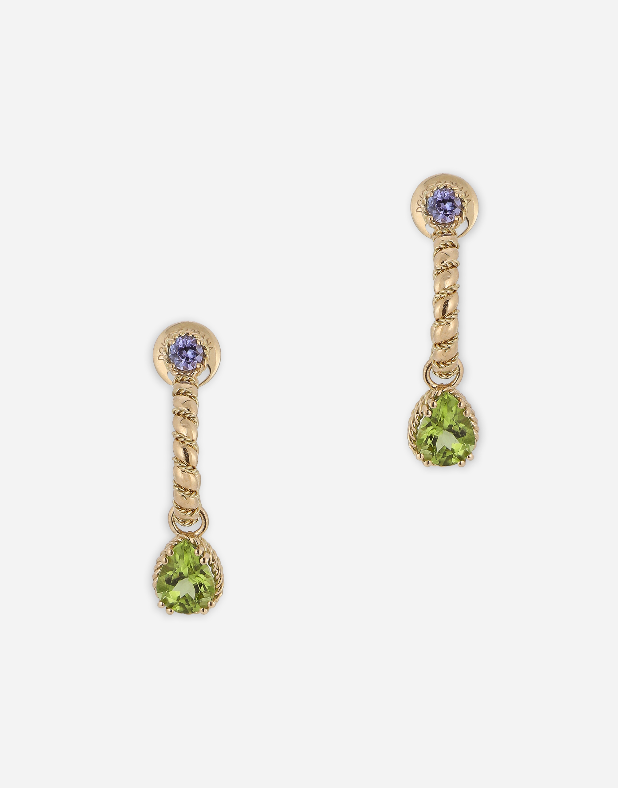 Dolce & Gabbana 18 Kt Yellow Gold Earrings With Multicolor Fine Gemstones