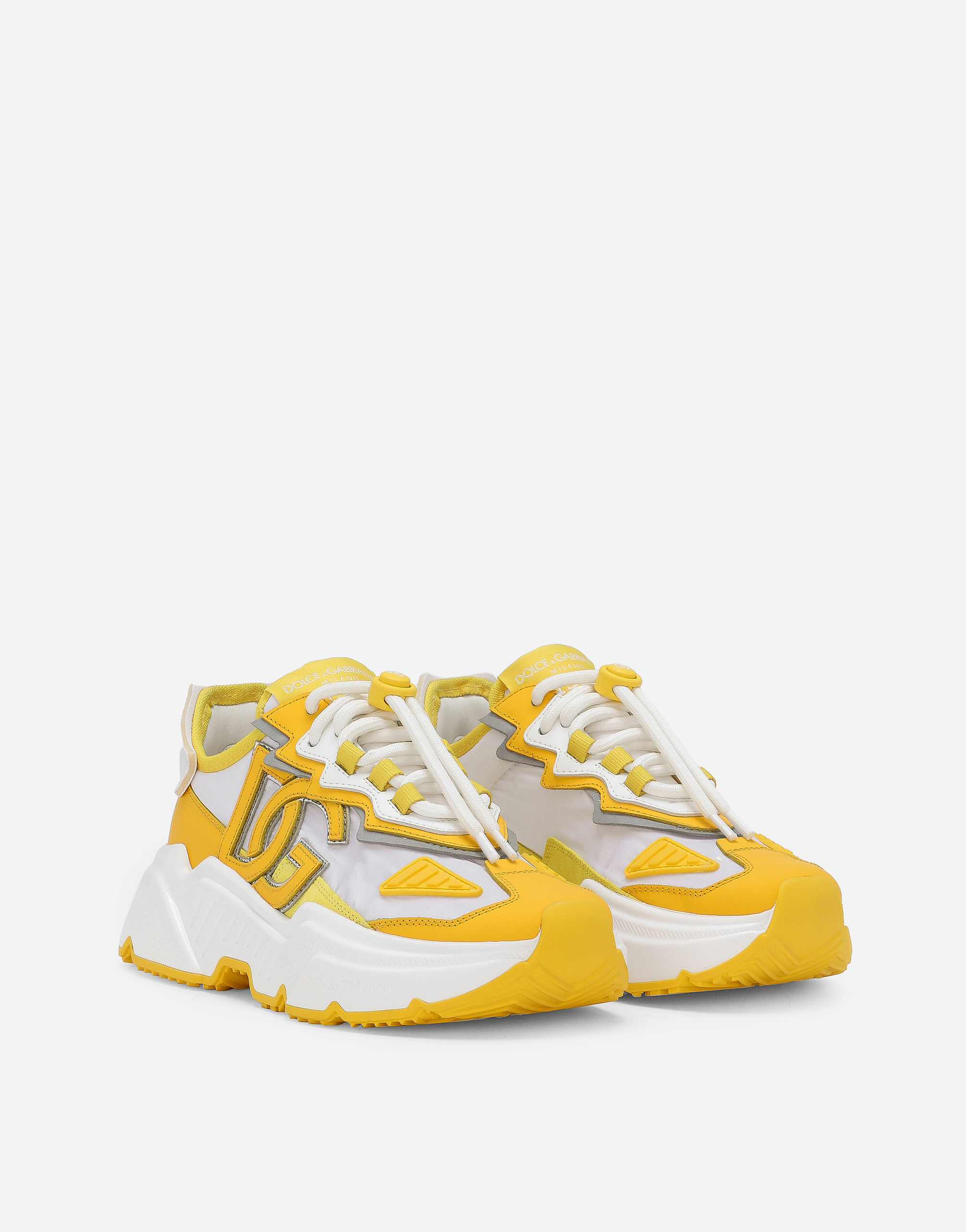 Shop Dolce & Gabbana Mixed-materials Daymaster Sneakers In Yellow