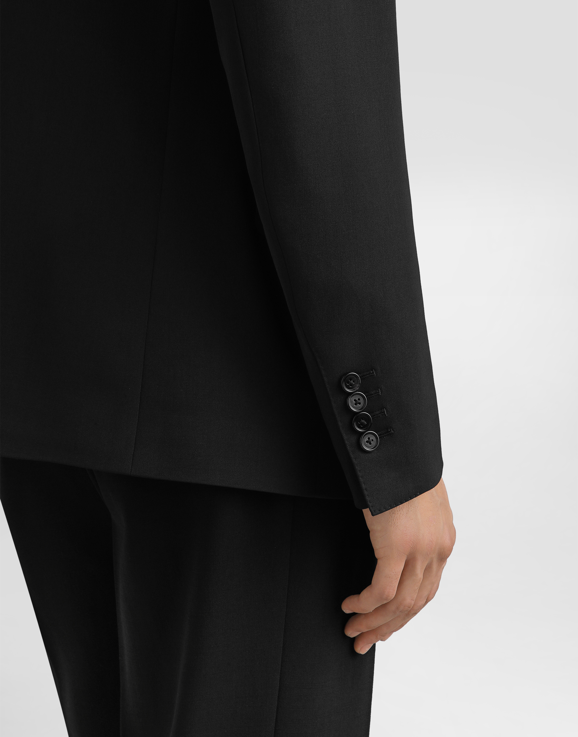 Dolce & Gabbana Double-breasted Sicilia Bistrecht Wool Canvas Jacket In Black