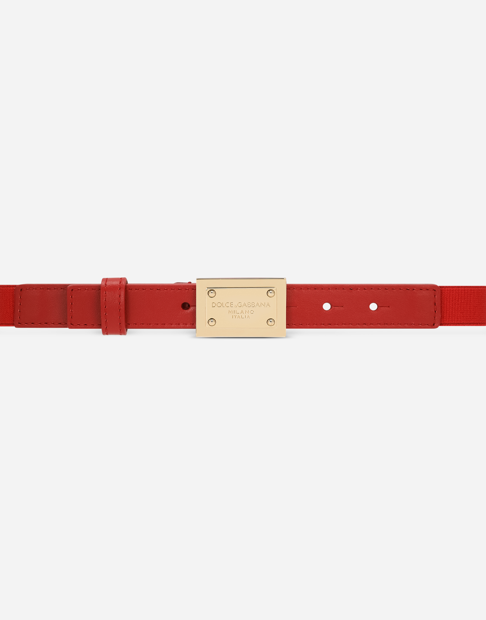 Shop Dolce & Gabbana Stretch Belt With Logo Tag In Red
