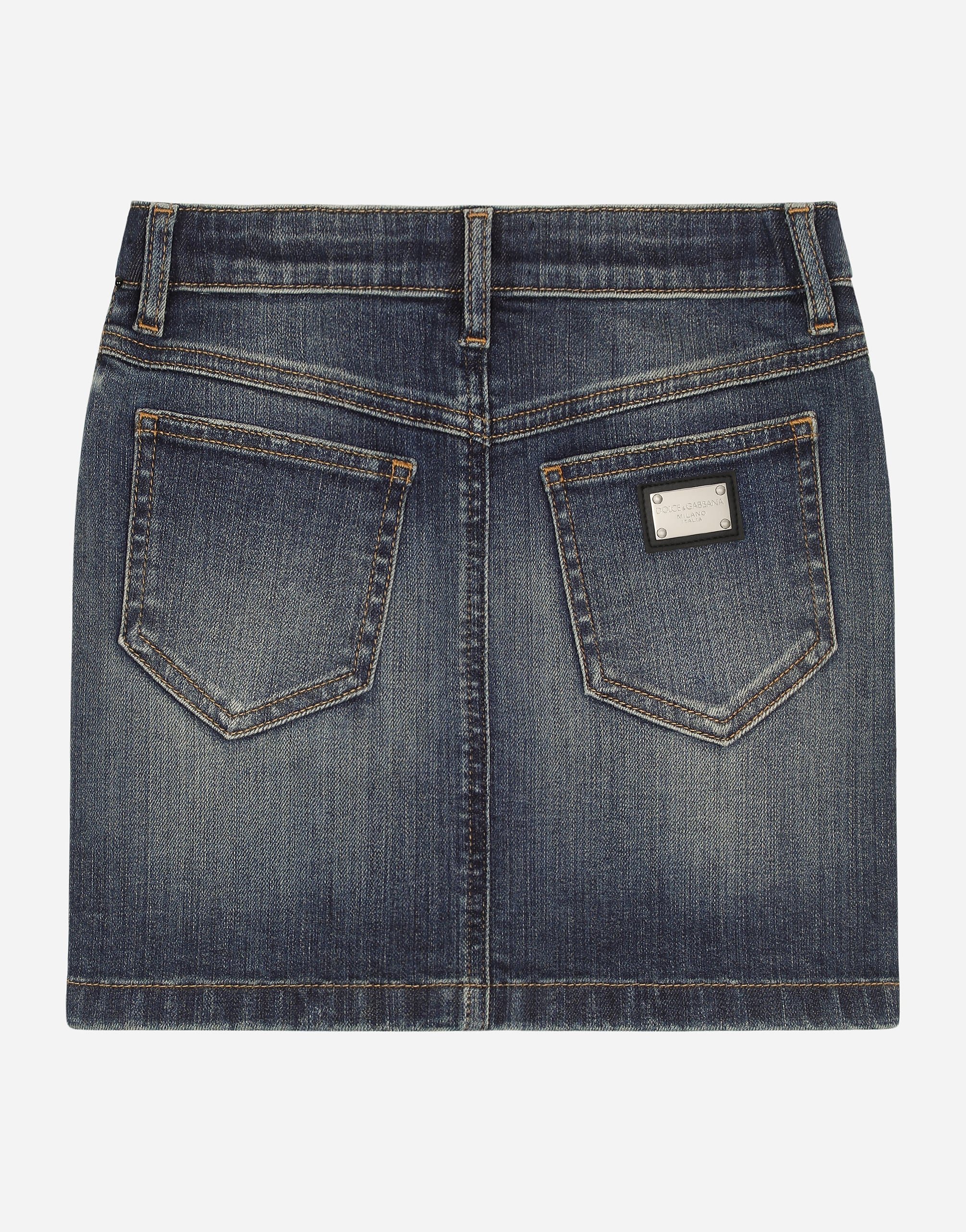  Dolce & Gabbana Jupe 5 Poches En Denim Avec Fleurs En 3d Et Plaquette à Logo - Femme Pantalons Et Jupes Bleu 5 Years 