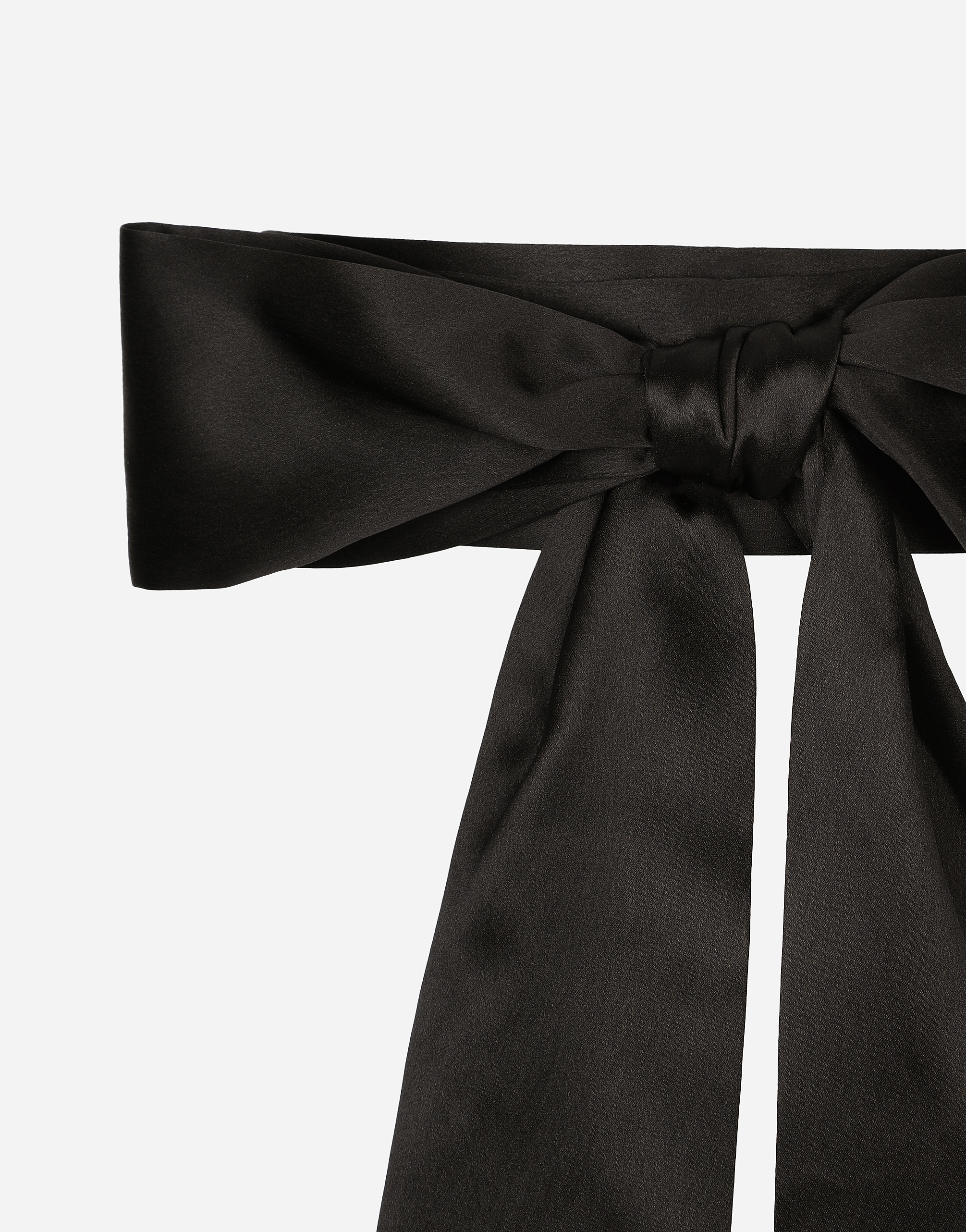 Dolce & Gabbana Silk Satin Tie Belt In Black