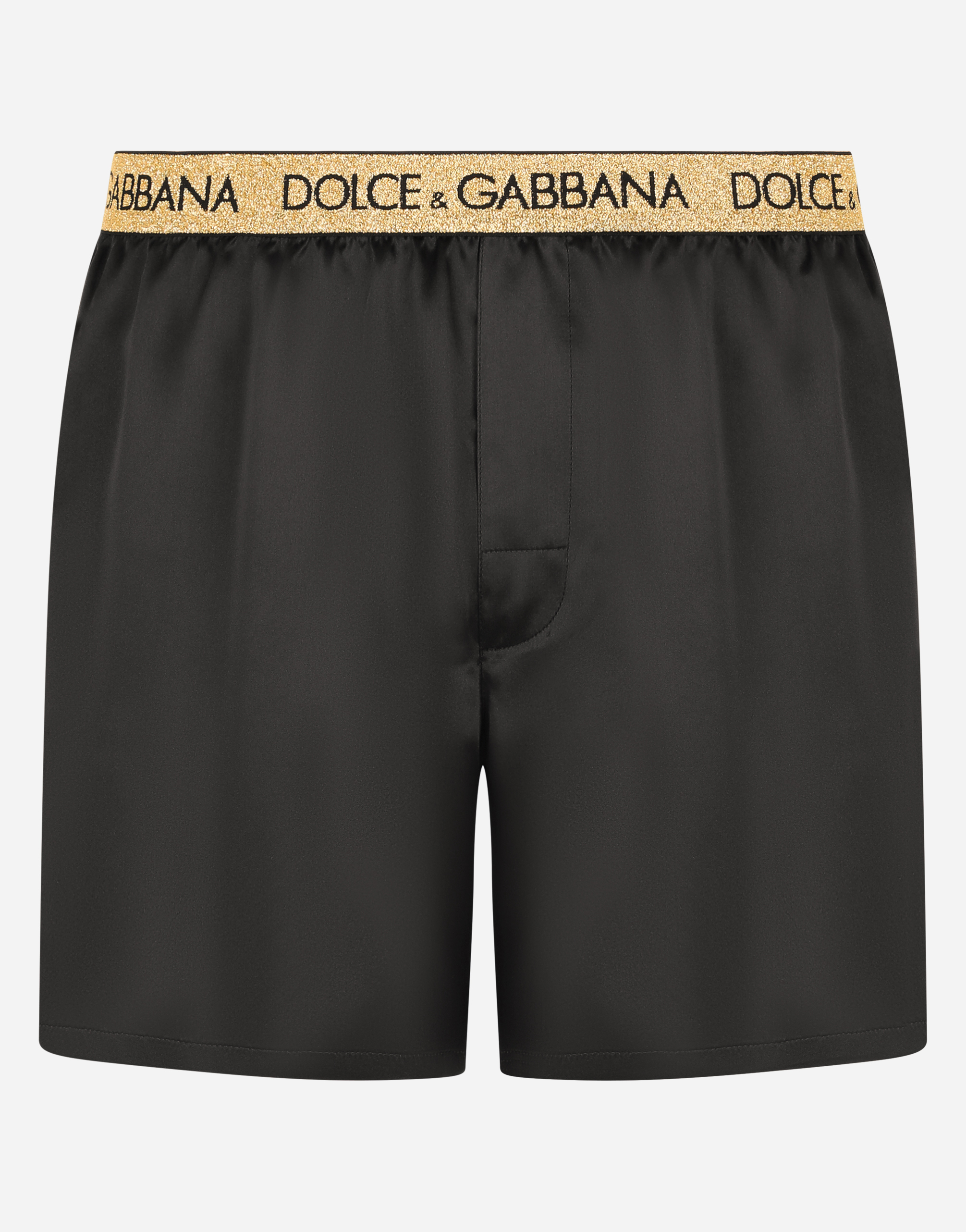 DOLCE & GABBANA SILK SATIN BOXER SHORTS WITH SLEEP MASK