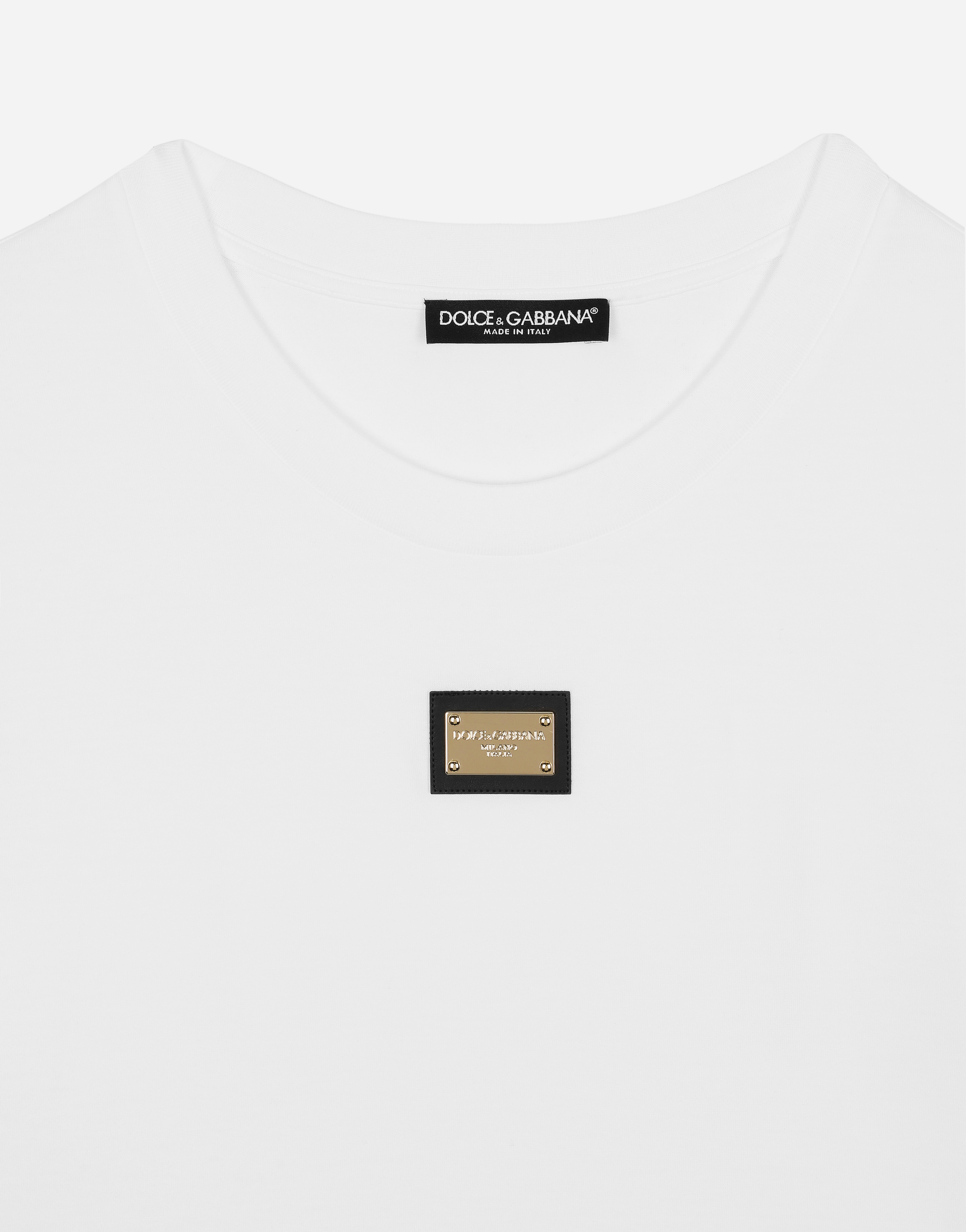 Shop Dolce & Gabbana Jersey T-shirt With Dg Logo Tag In White