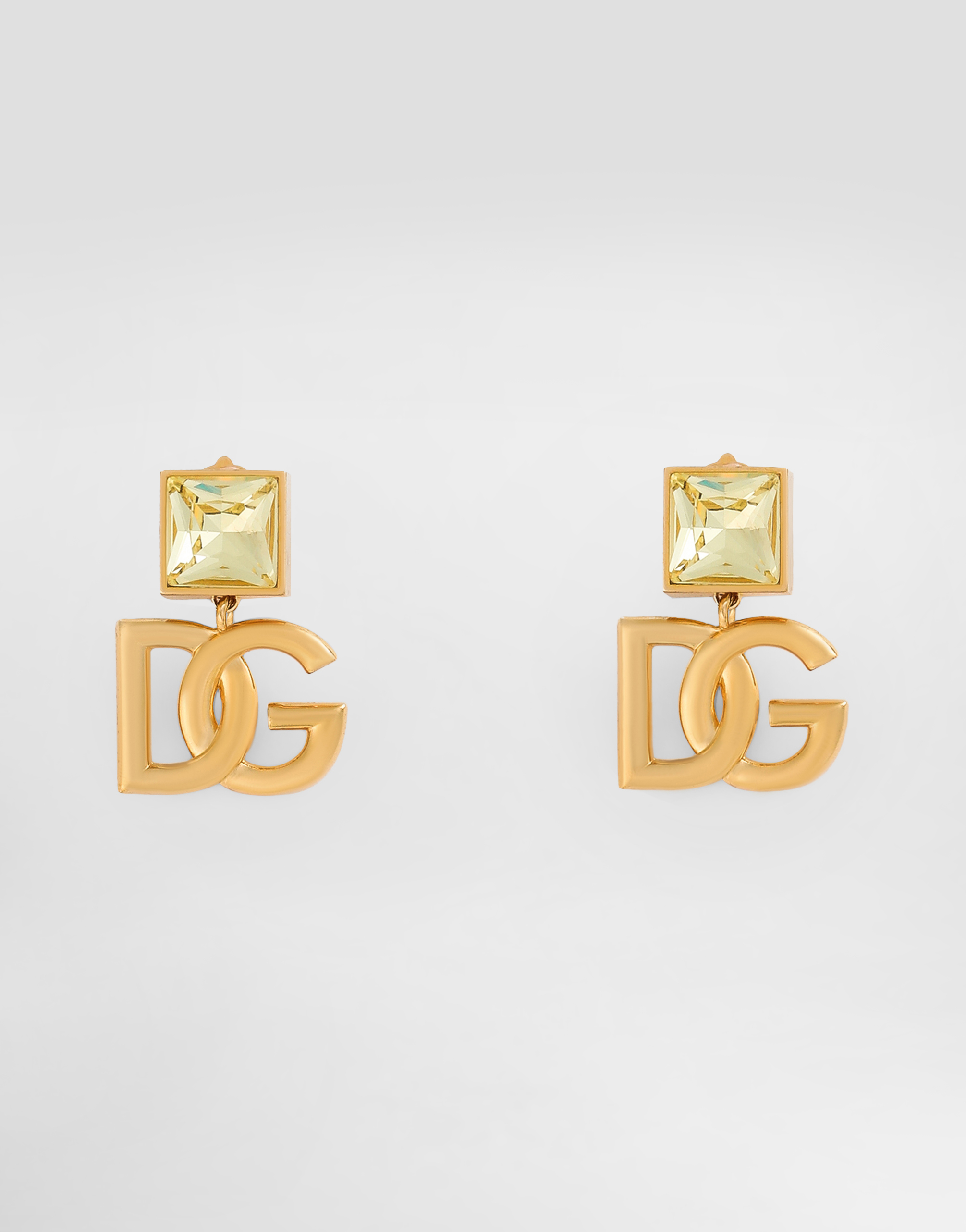 Dolce & Gabbana Earrings With Dg Logo And Rhinestones - Woman Bijoux Gold Metal Onesize
